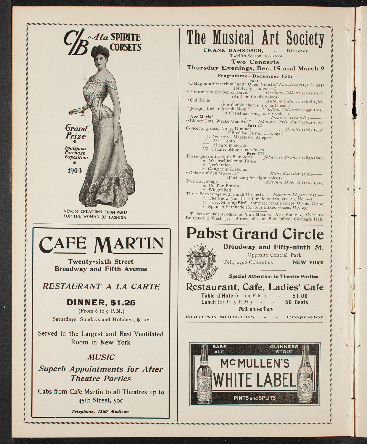 People's Symphony Concert, December 9, 1904, program page 8