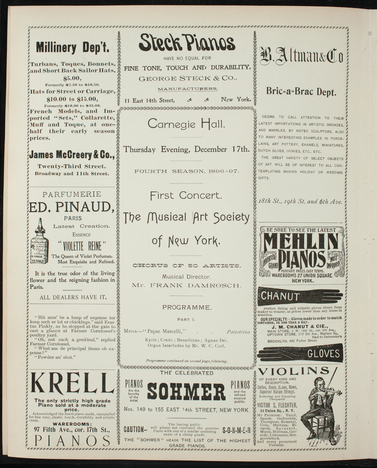 Musical Art Society of New York, December 17, 1896, program page 4