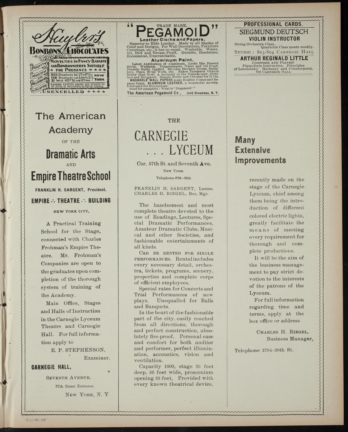 Amherst College Glee, Banjo, and Mandolin Clubs, April 11, 1899, program page 7