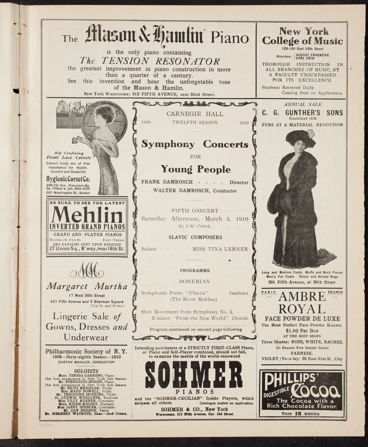 Symphony Concert for Young People, March 5, 1910, program page 5