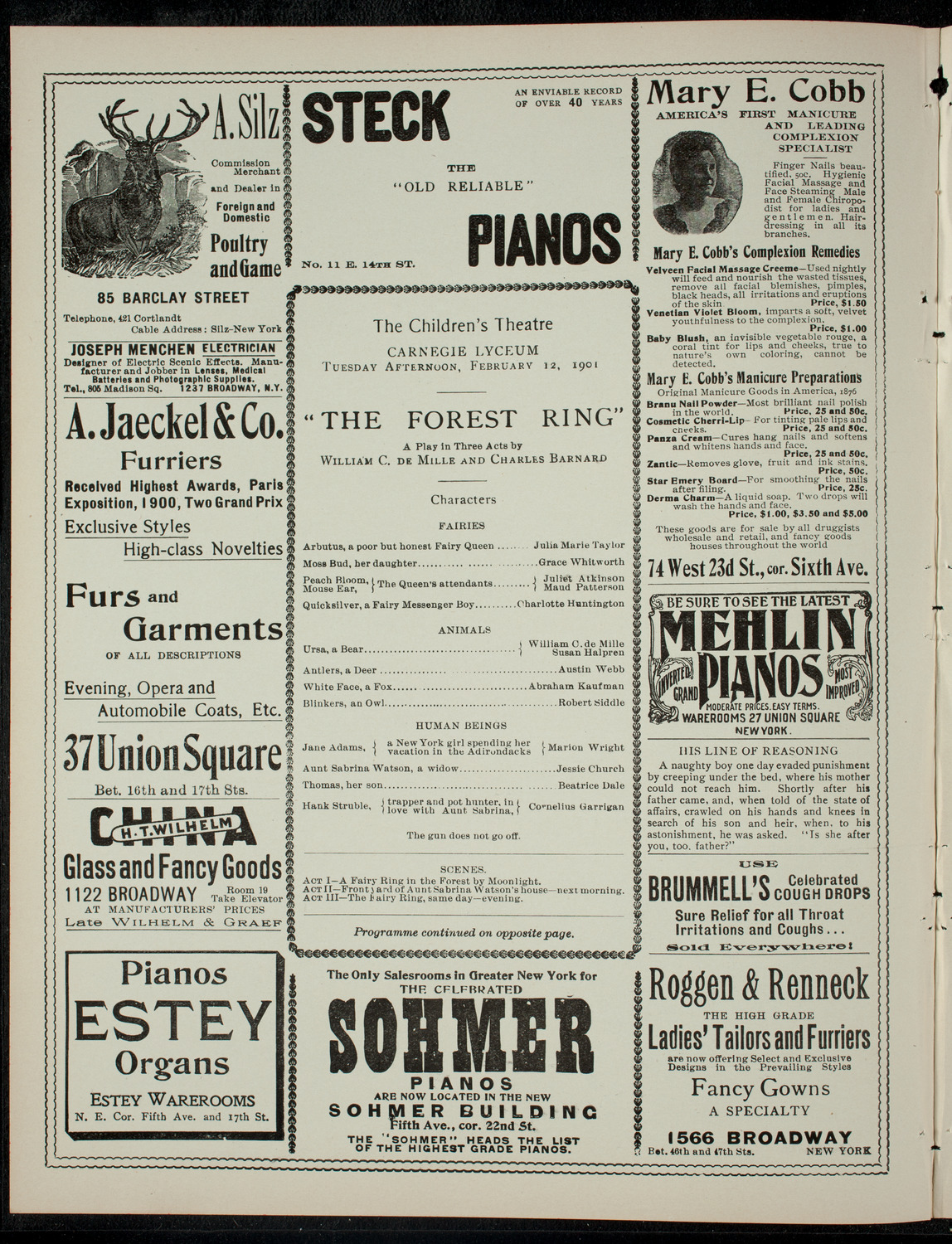 The Children's Theatre, February 12, 1901, program page 2