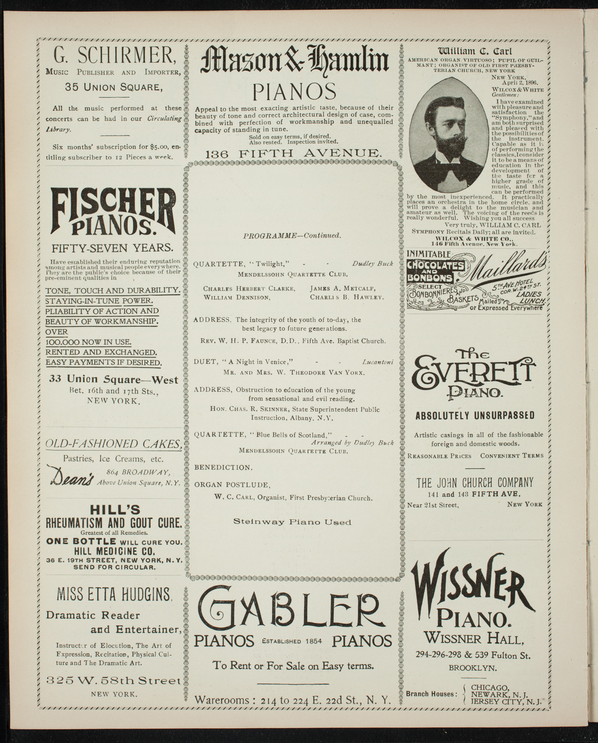 25th Anniversary Meeting: New York Society for the Suppression of Vice, March 2, 1897, program page 6