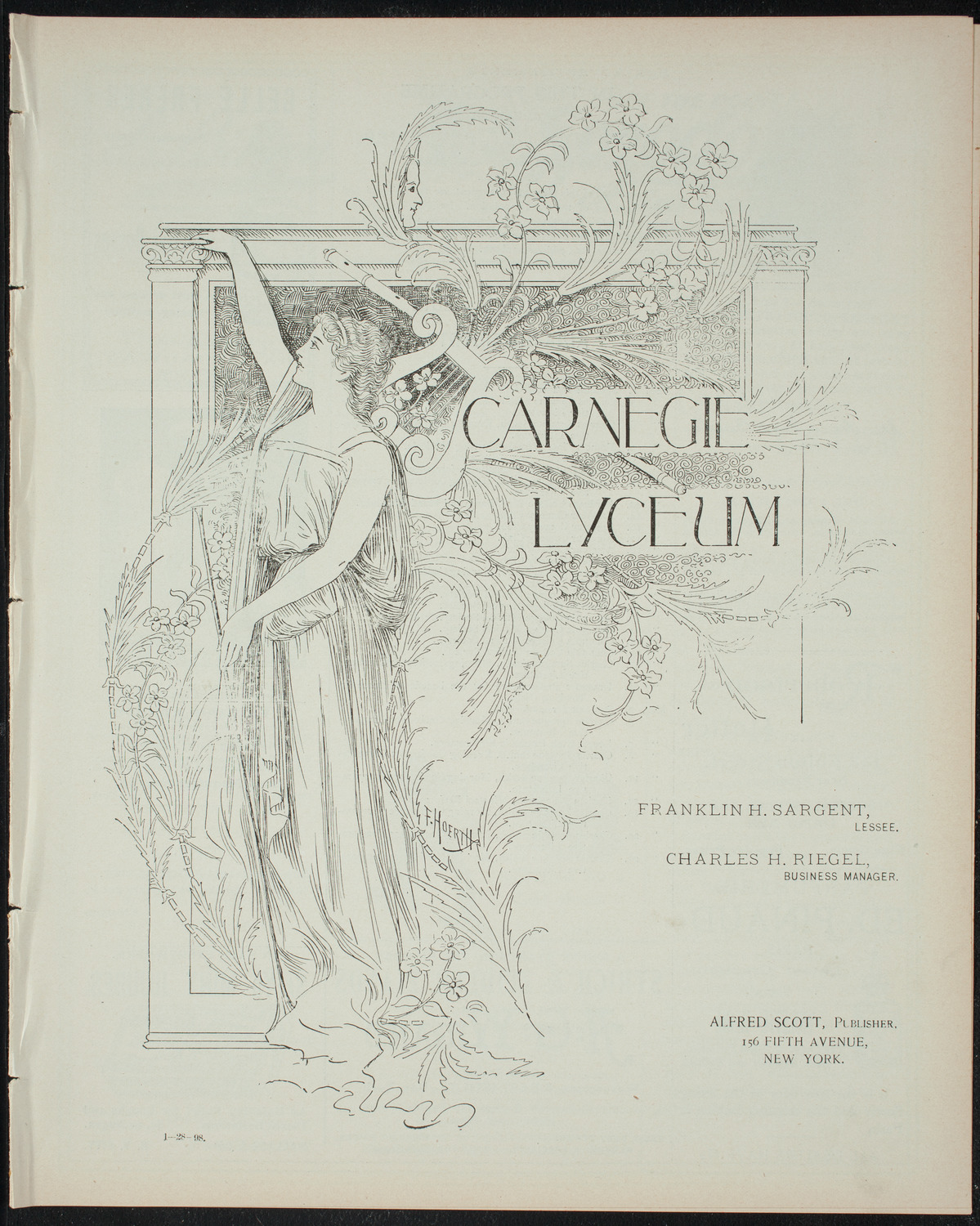 Garrick Amateurs, January 28, 1898, program page 1