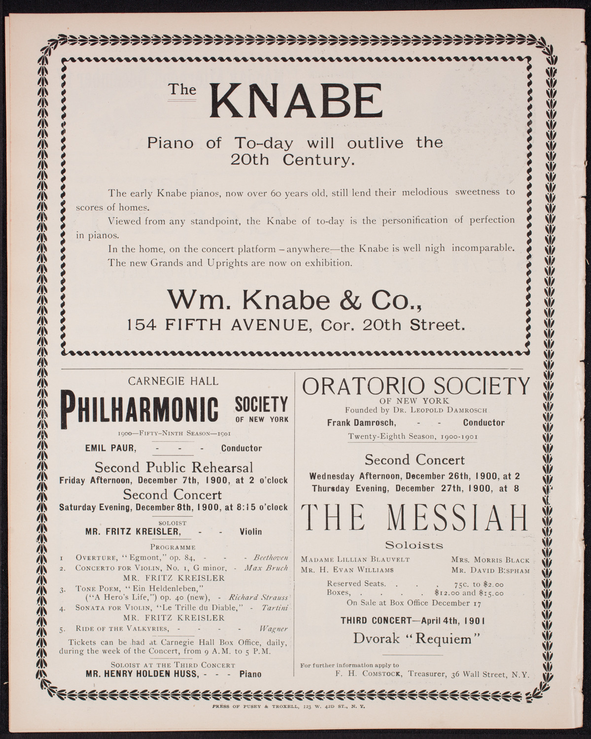 Benefit: St. Mark's Hospital, December 1, 1900, program page 8