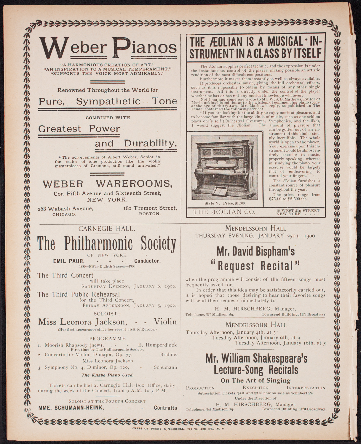 Oratorio Society of New York, December 29, 1899, program page 8