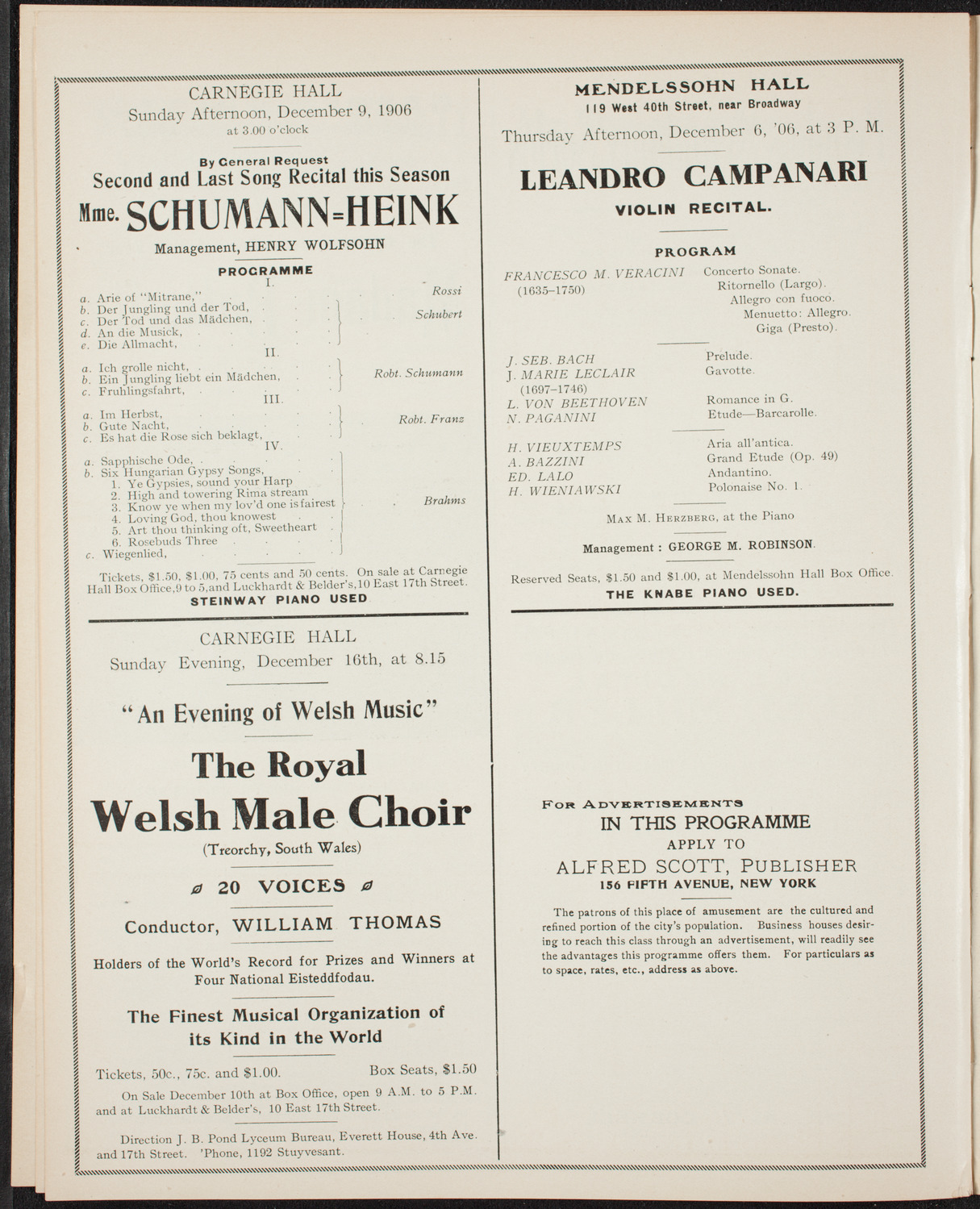 Oratorio Society of New York, December 4, 1906, program page 12