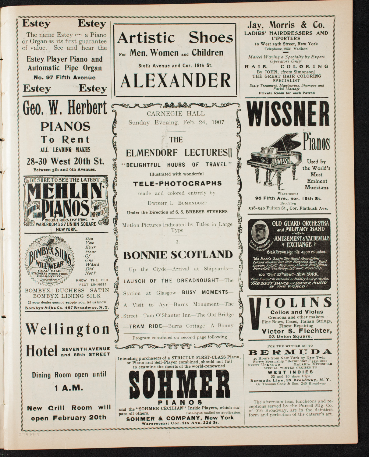 Elmendorf Lecture: Scotland, February 24, 1907, program page 5