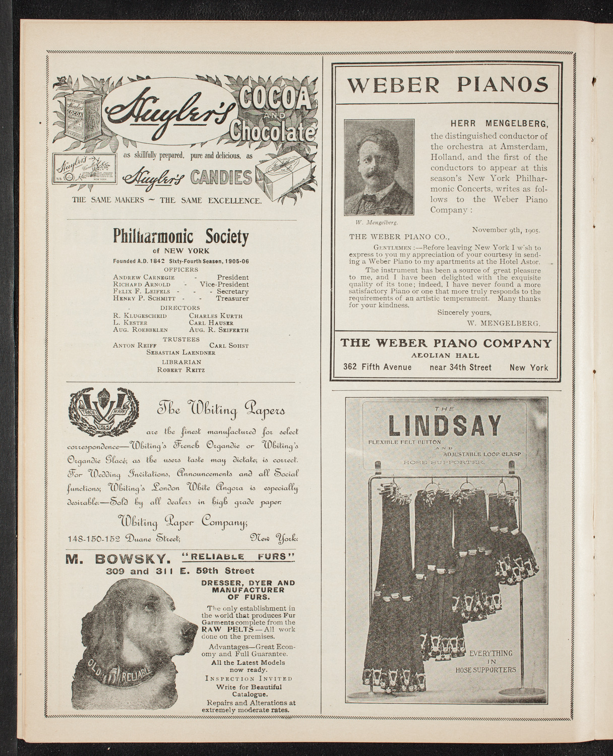 Oratorio Society of New York, December 27, 1905, program page 6