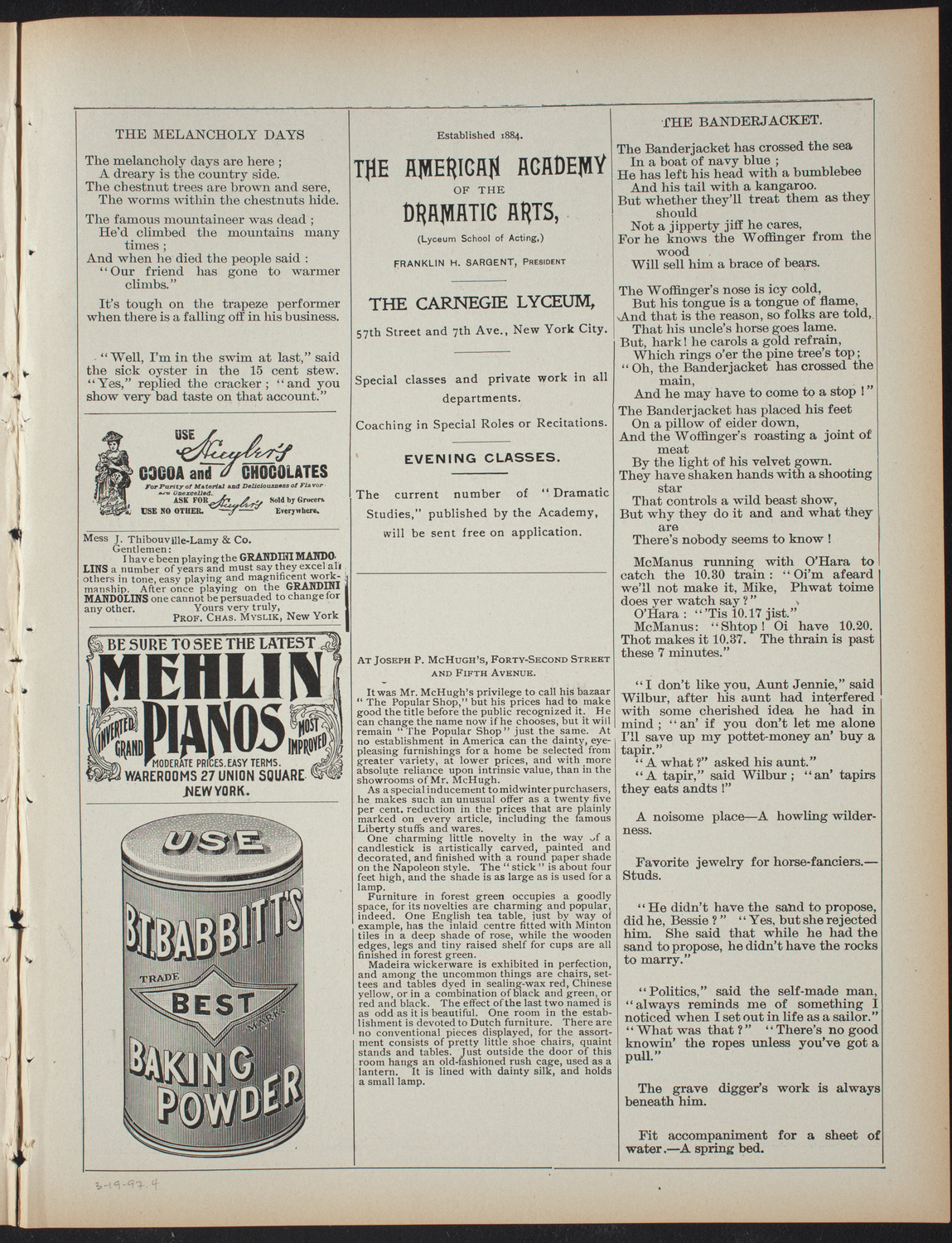 Debate: Harvard Forum and the Columbia University Debating Union, March 19, 1897, program page 7