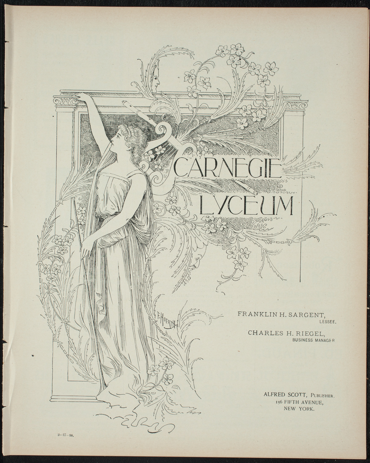 Amateur Comedy Club, February 17, 1898, program page 1