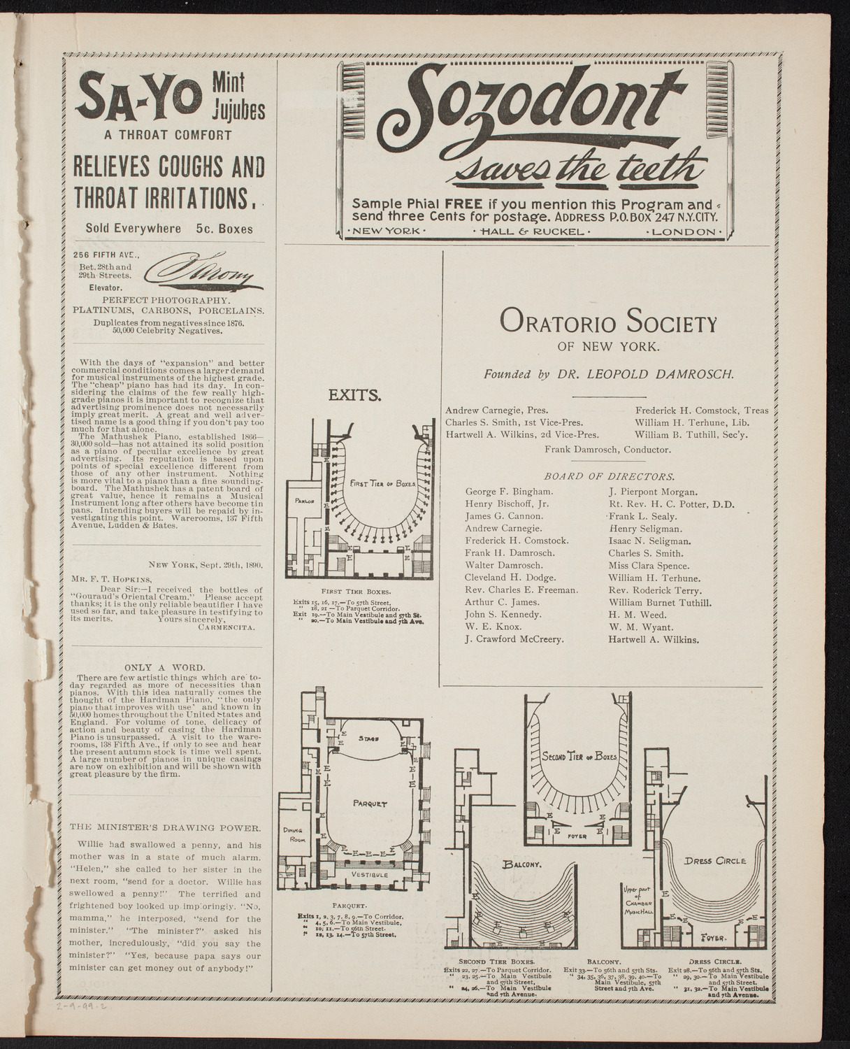 New York Banks' Glee Club, February 9, 1899, program page 3