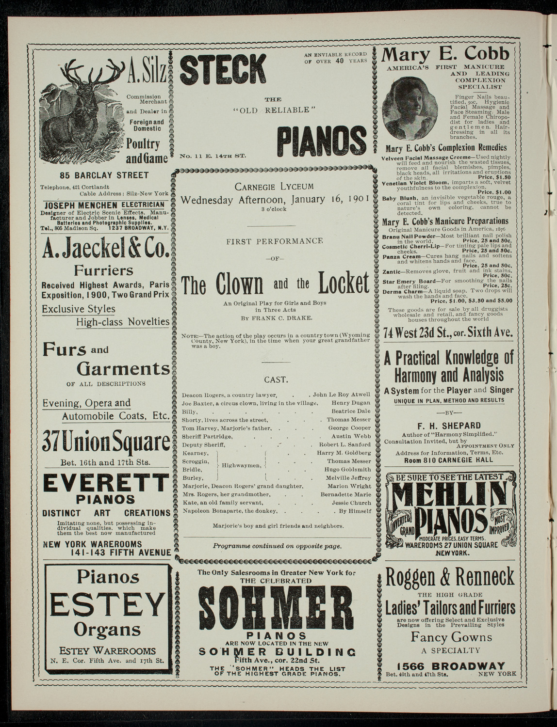 The Children's Theatre, January 16, 1901, program page 2