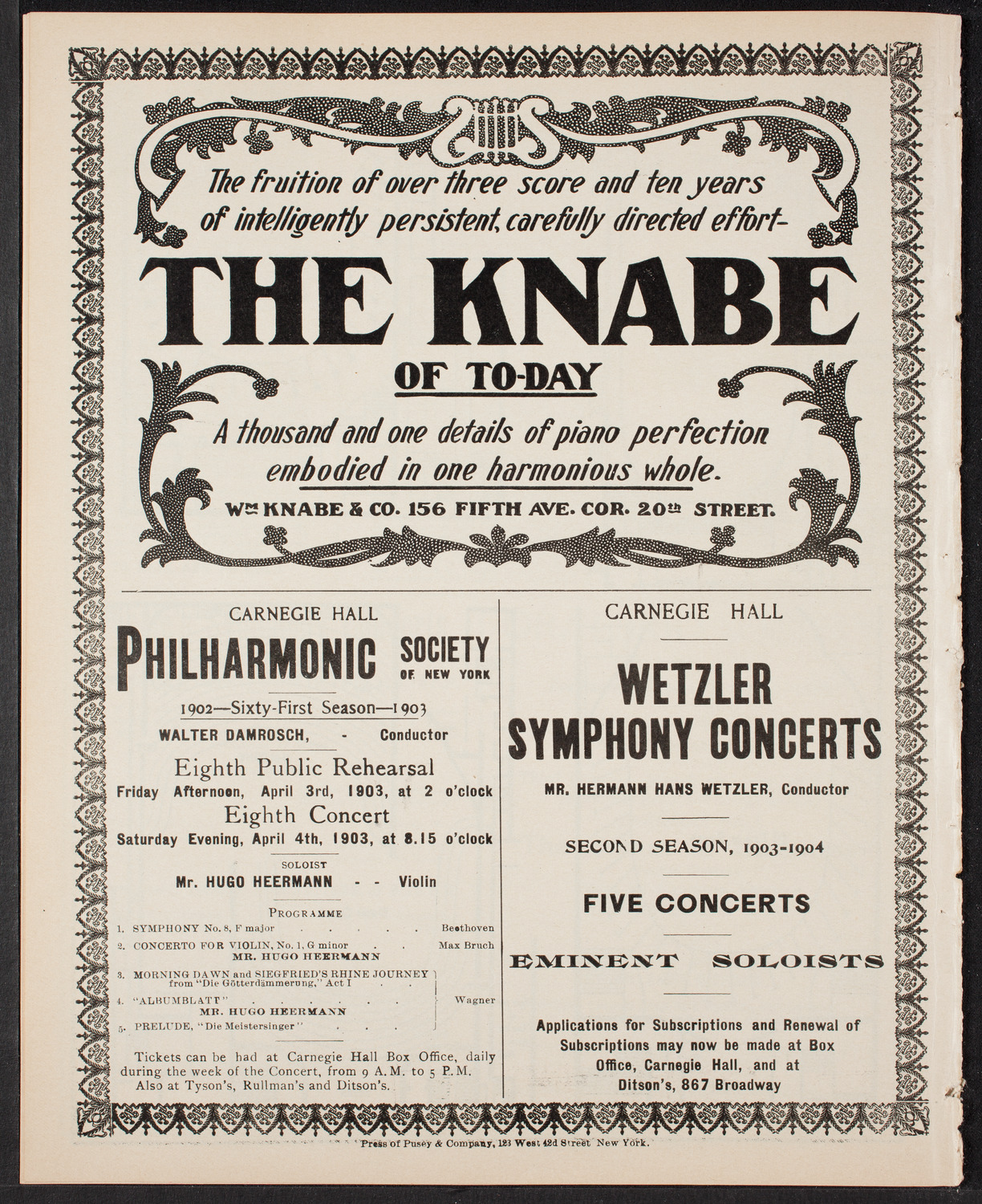 New York Philharmonic, March 13, 1903, program page 12