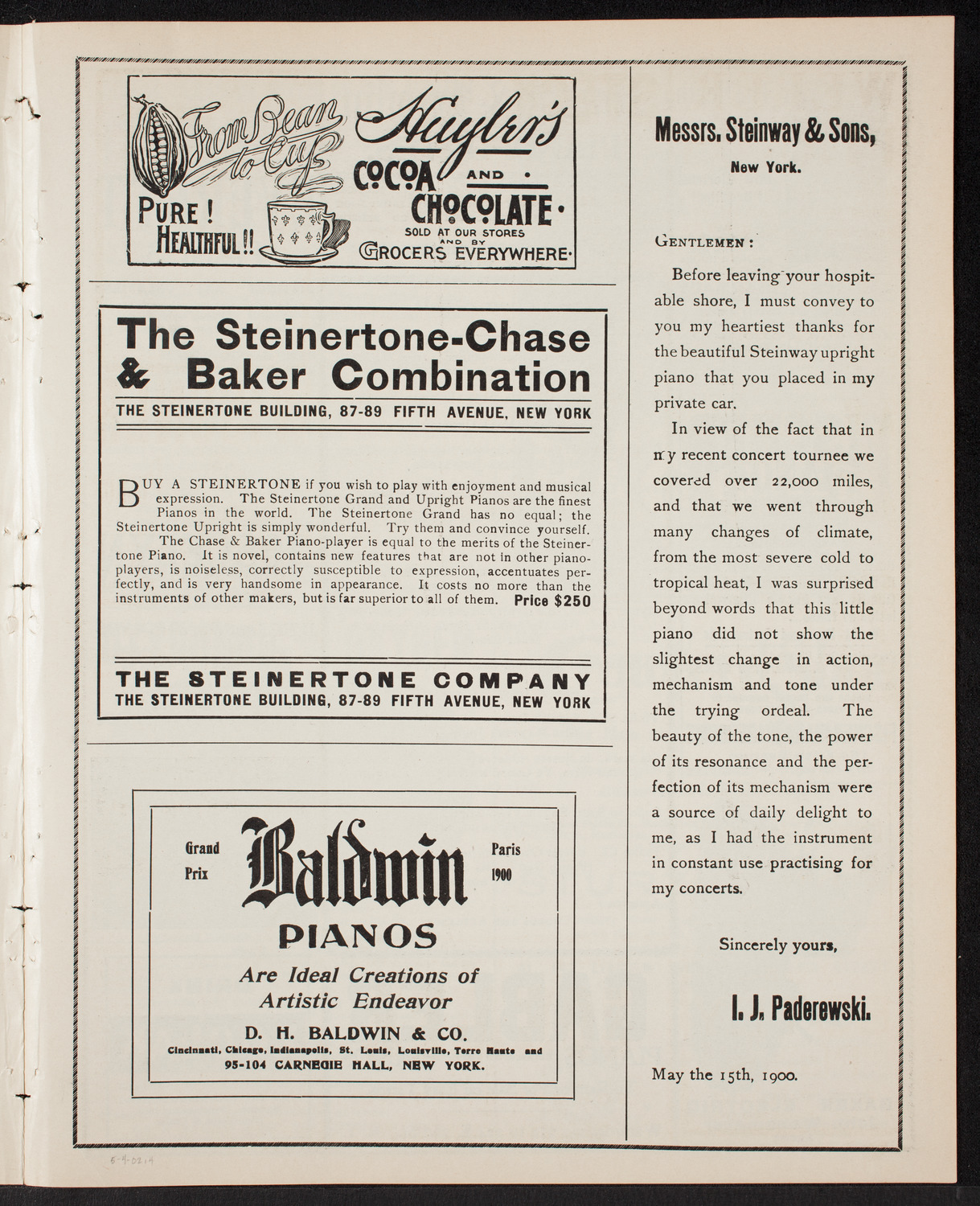 Memorial: Gunnar Wennerberg, May 4, 1902, program page 7