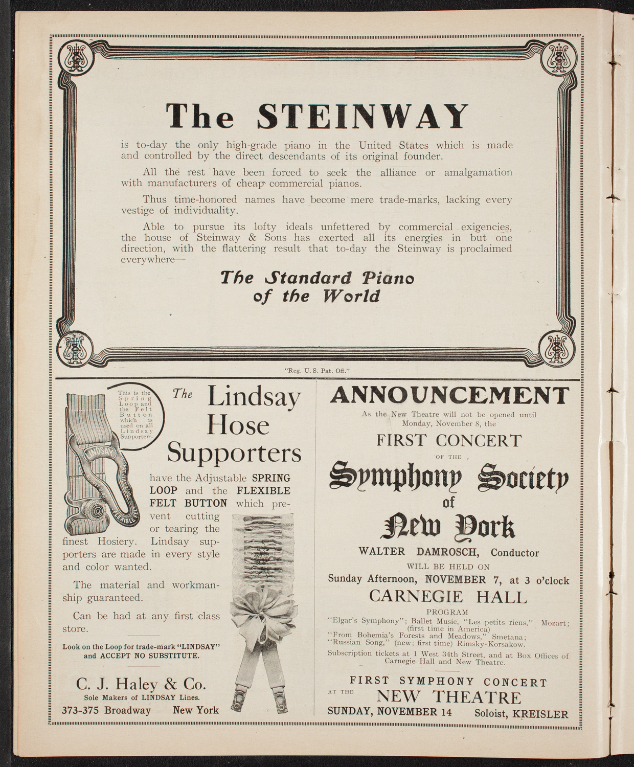 Yolanda Mero with the Russian Symphony Orchestra, November 3, 1909, program page 4