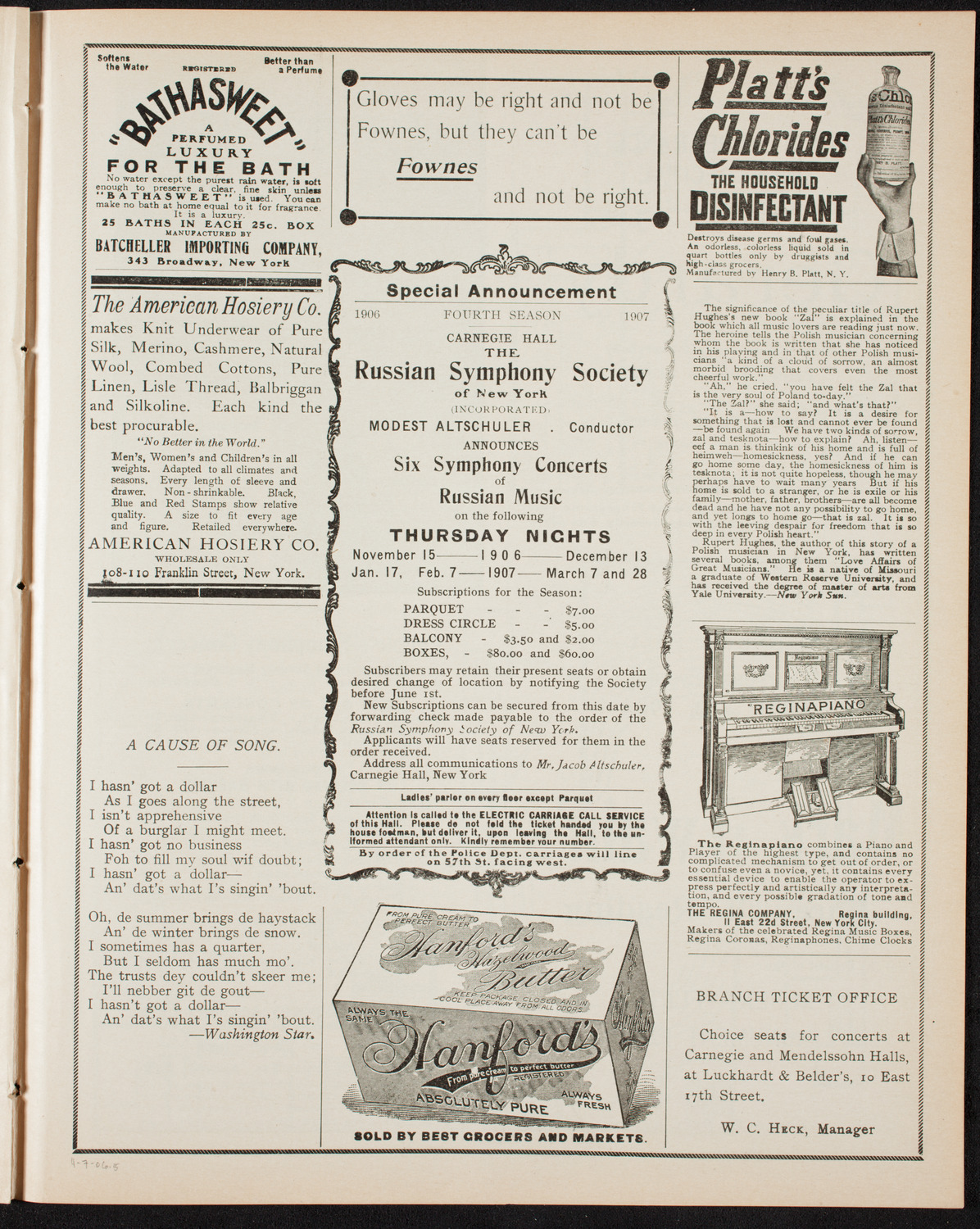 Russian Symphony Society of New York, April 7, 1906, program page 9