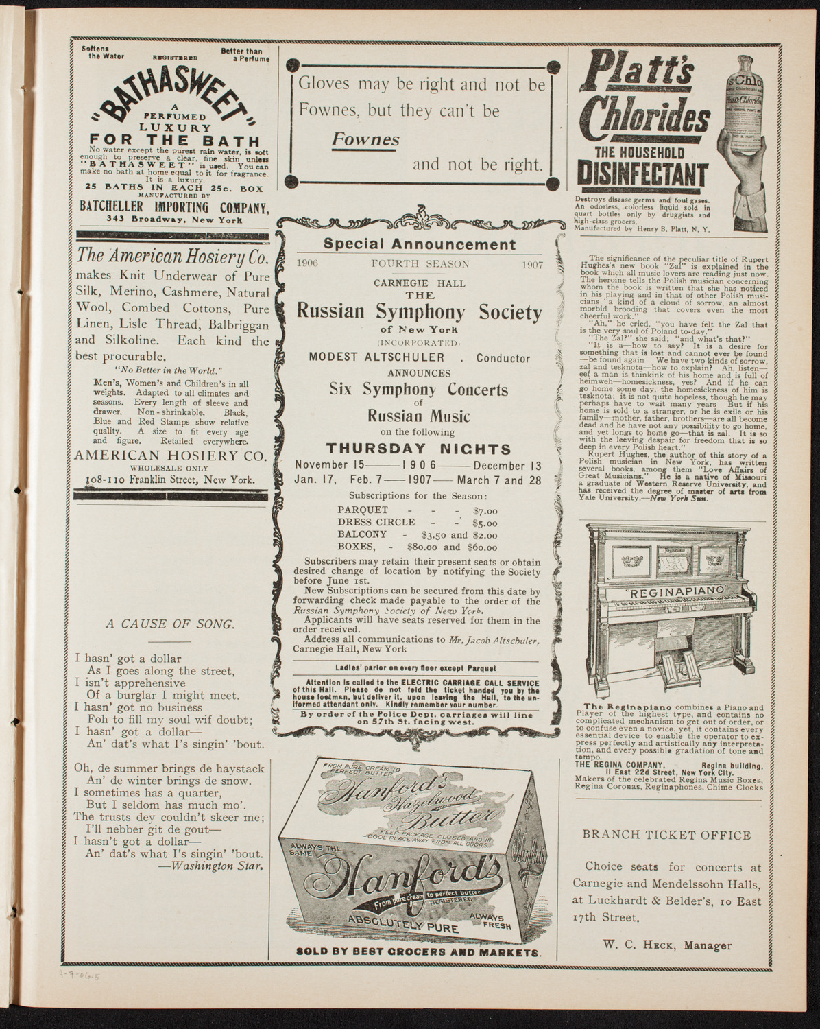 Russian Symphony Society of New York, April 7, 1906, program page 9