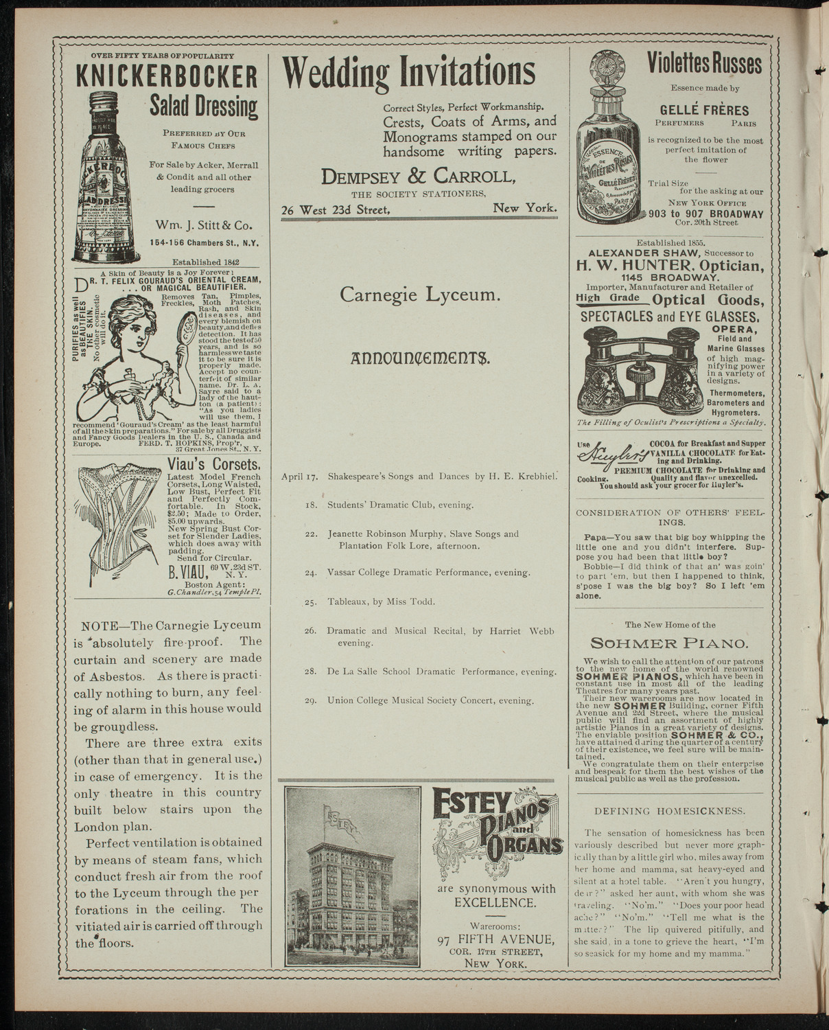 Alice in Wonderland, April 15, 1899, program page 2