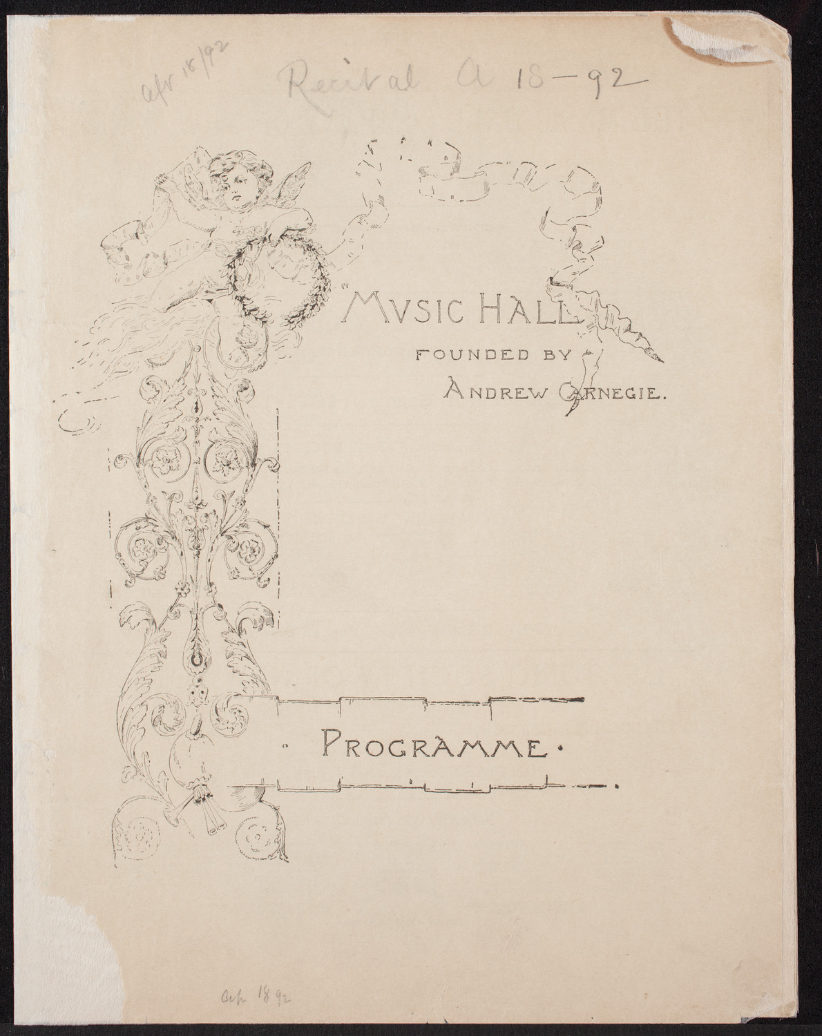 Saidee V. Milne assisted by Cecelia Bradford, Laura Schirmer-Mapleson, Sarah Baron Anderson, Alberto Pardo, and Others, April 18, 1892, program page 1