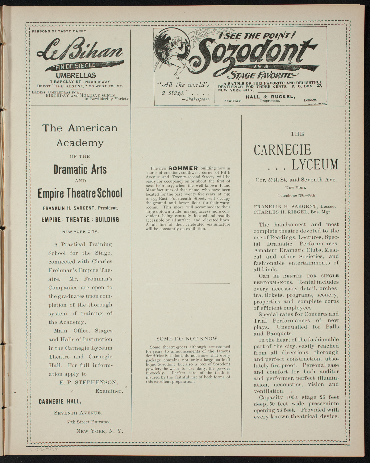 Meeting: Industrial Colony Association, November 23, 1897, program page 3