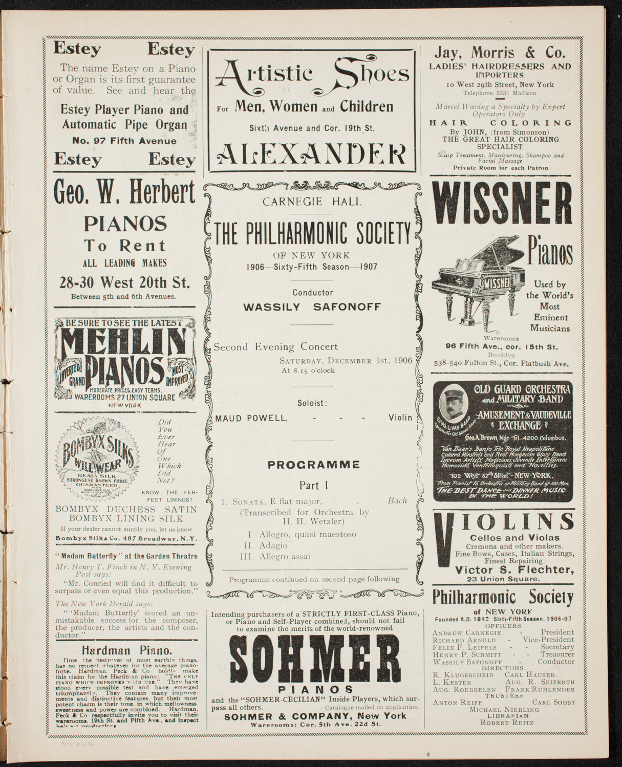 New York Philharmonic, December 1, 1906, program page 5