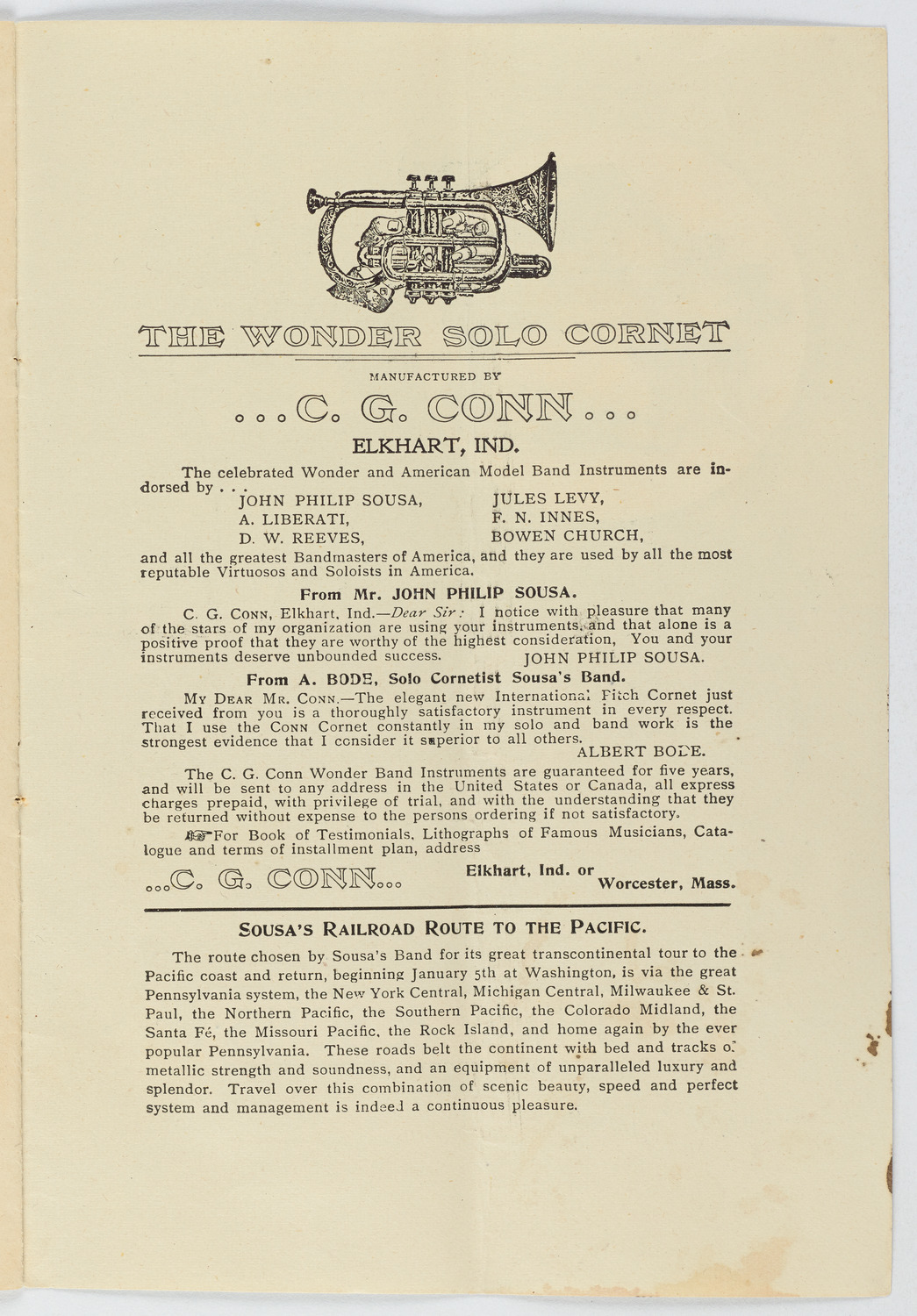 Promotional booklet for Sousa's Grand Concert Band, 1896 season, page 3