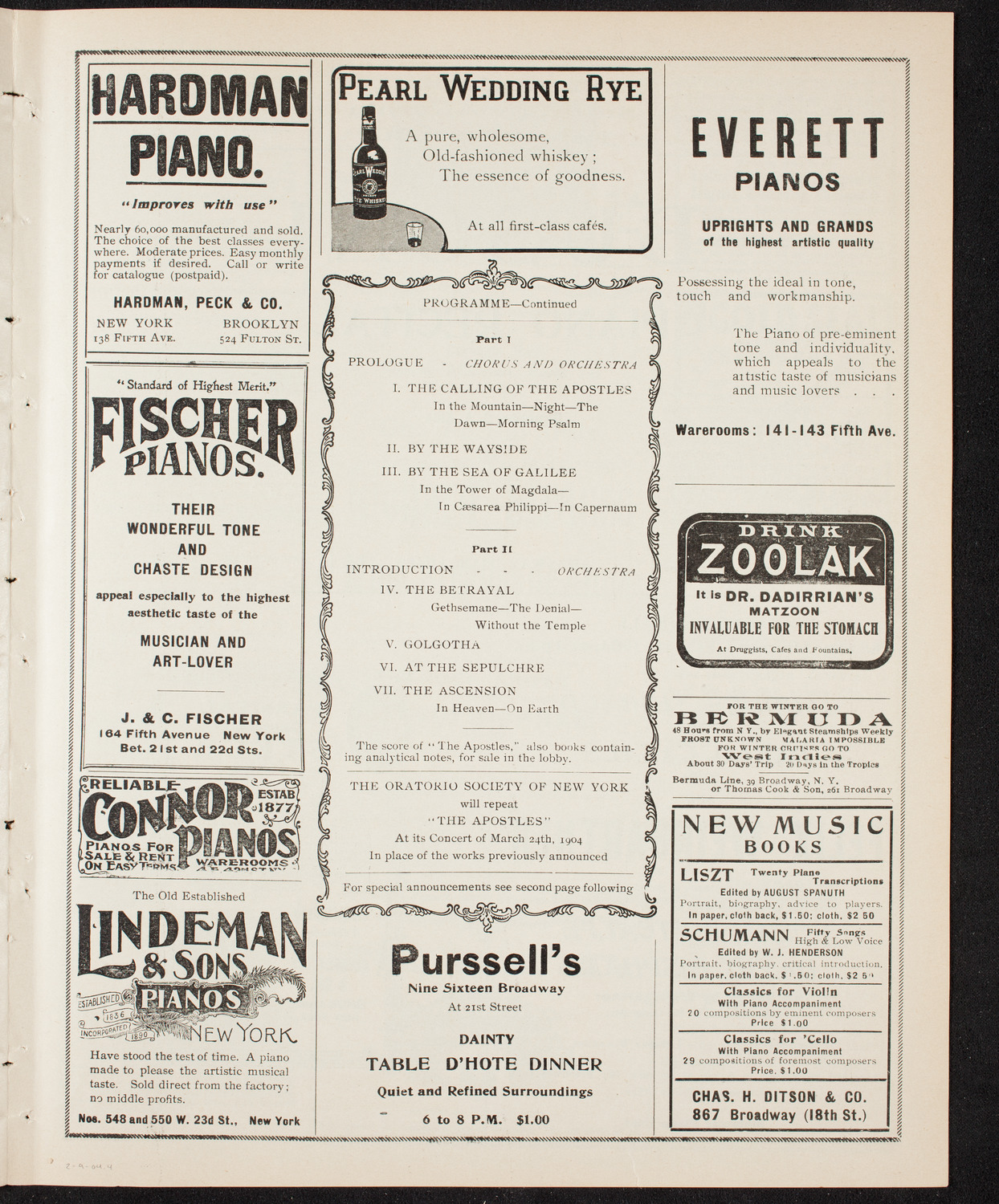 Oratorio Society of New York, February 9, 1904, program page 7