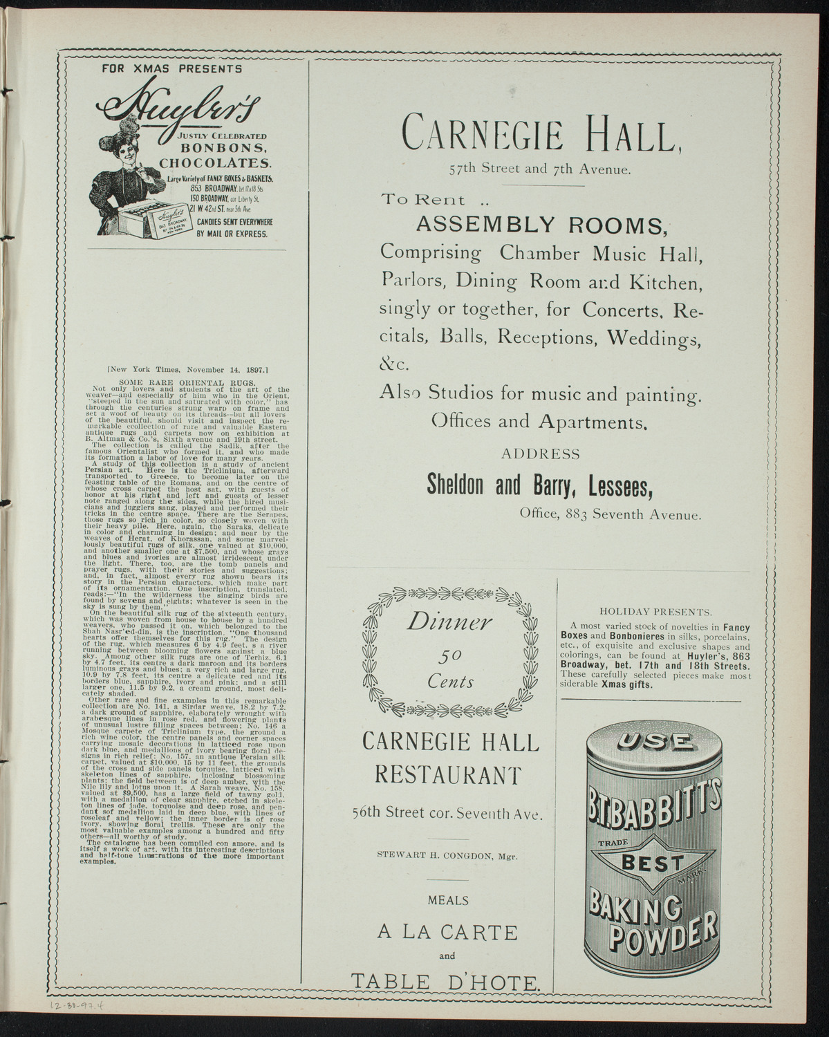 Holiday Pantomime by the Junior League, December 30, 1897, program page 7