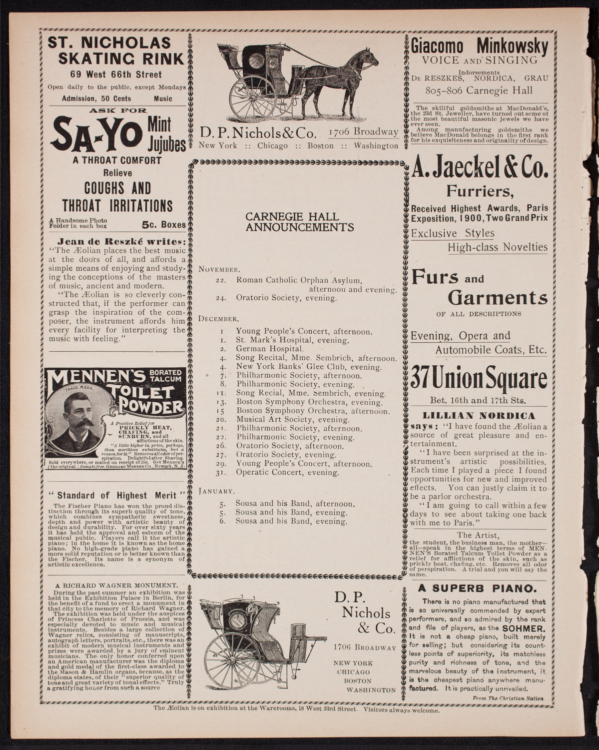 Eduard Strauss and His Vienna Orchestra, November 21, 1900, program page 2