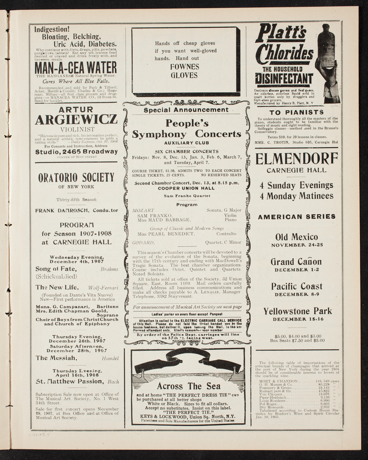 People's Symphony Concert, November 22, 1907, program page 9