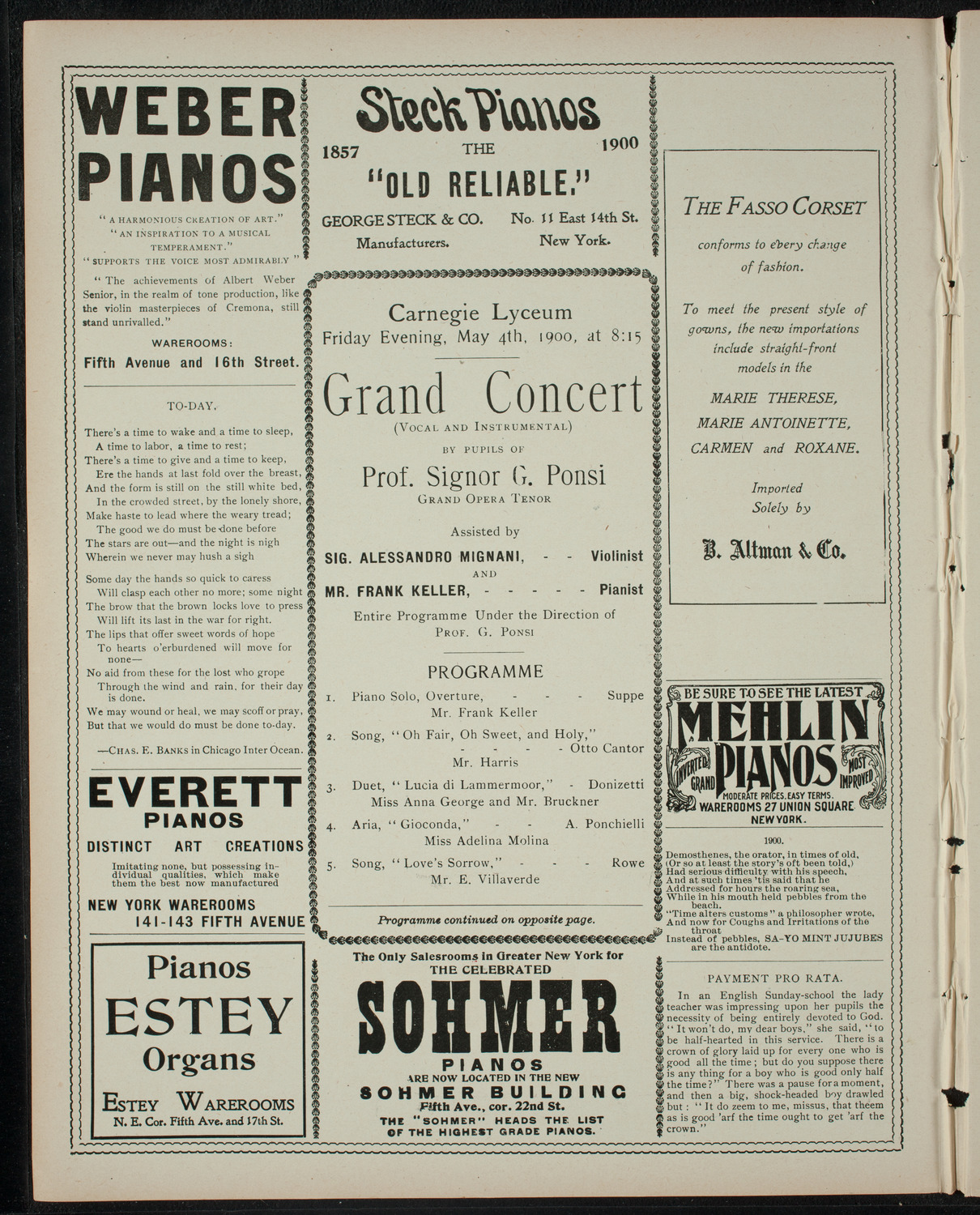 Grand Concert by Pupils of Prof. Signor G. Ponsi, May 4, 1900, program page 2