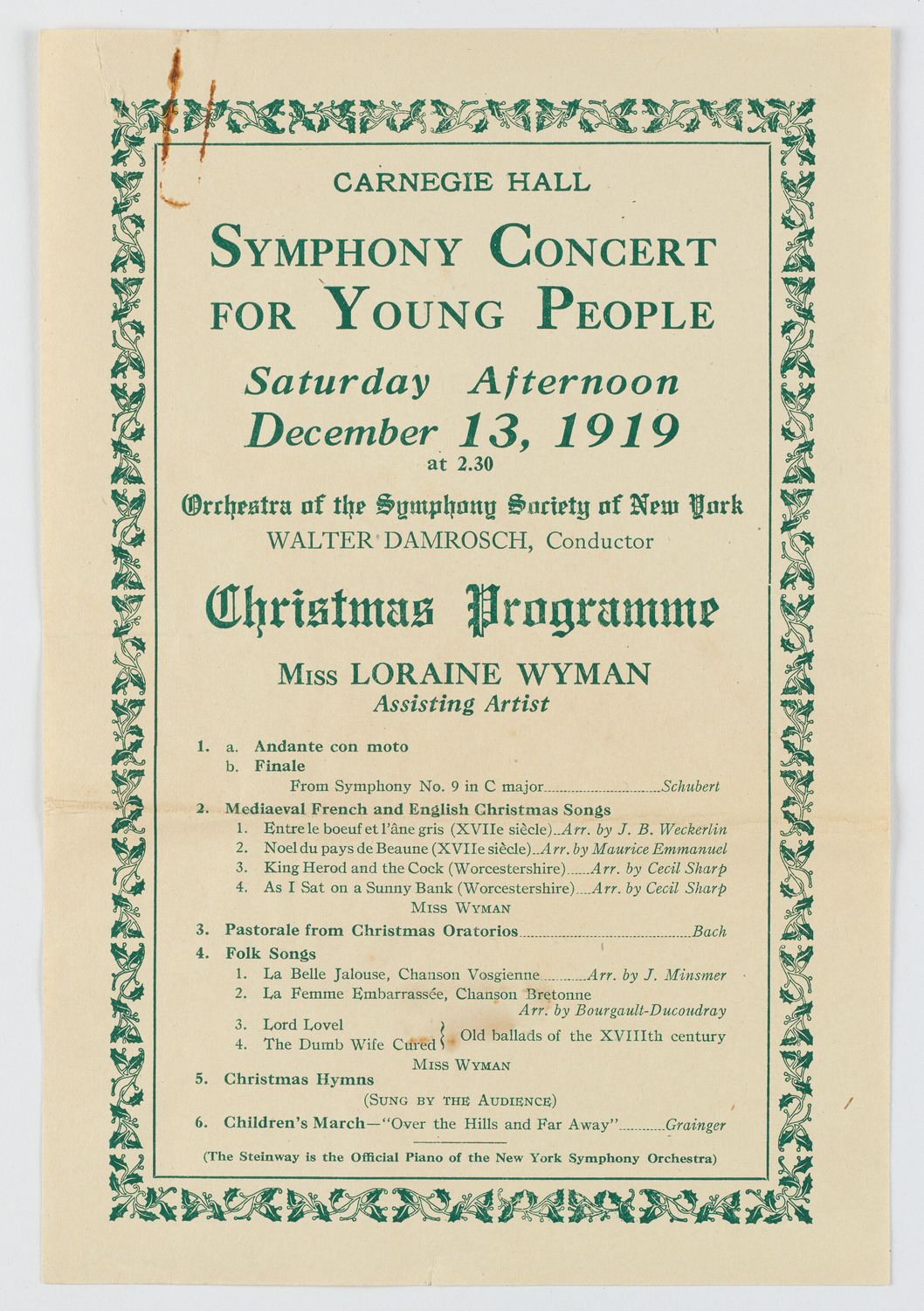Symphony Concert for Young People, December 13, 1919