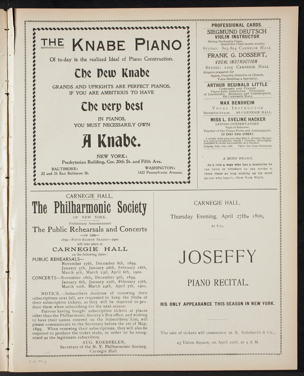 Elmendorf Lecture: The Entire War with Spain in Cuba, April 15, 1899, program page 7