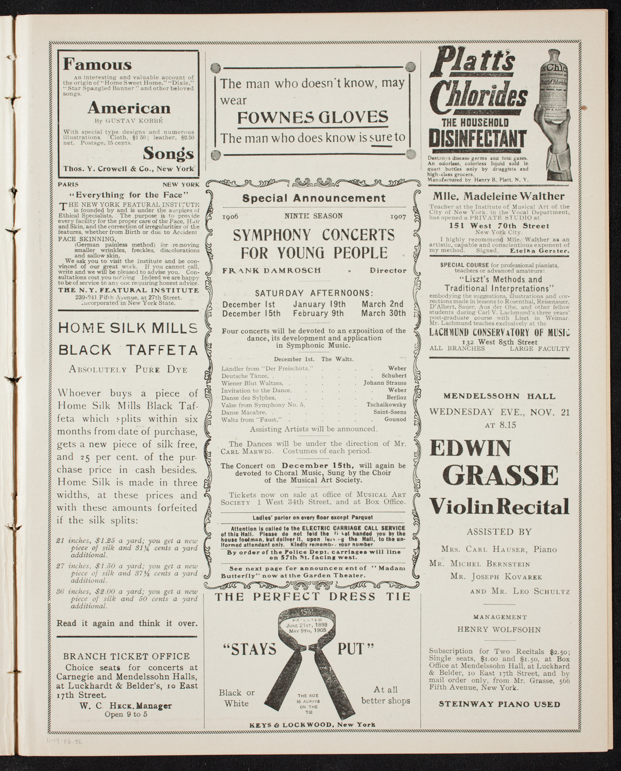 New York Philharmonic, November 17, 1906, program page 9