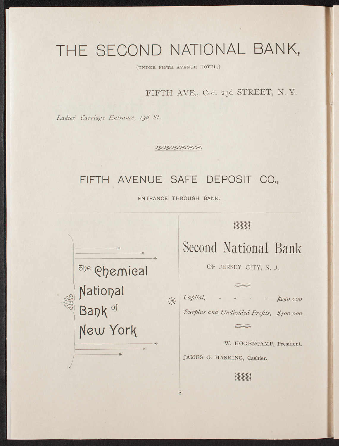 New York Banks' Glee Club, May 21, 1892, program page 3