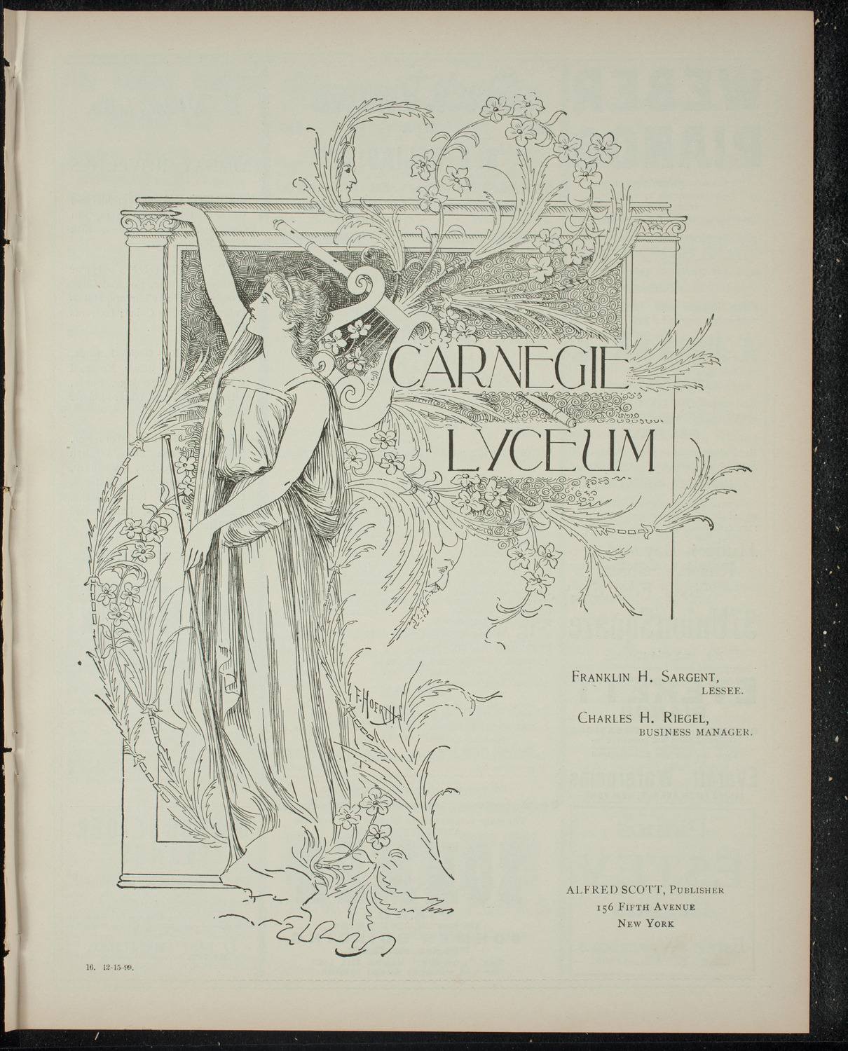 Harlem Wheelmen Minstrels, December 15, 1899, program page 1