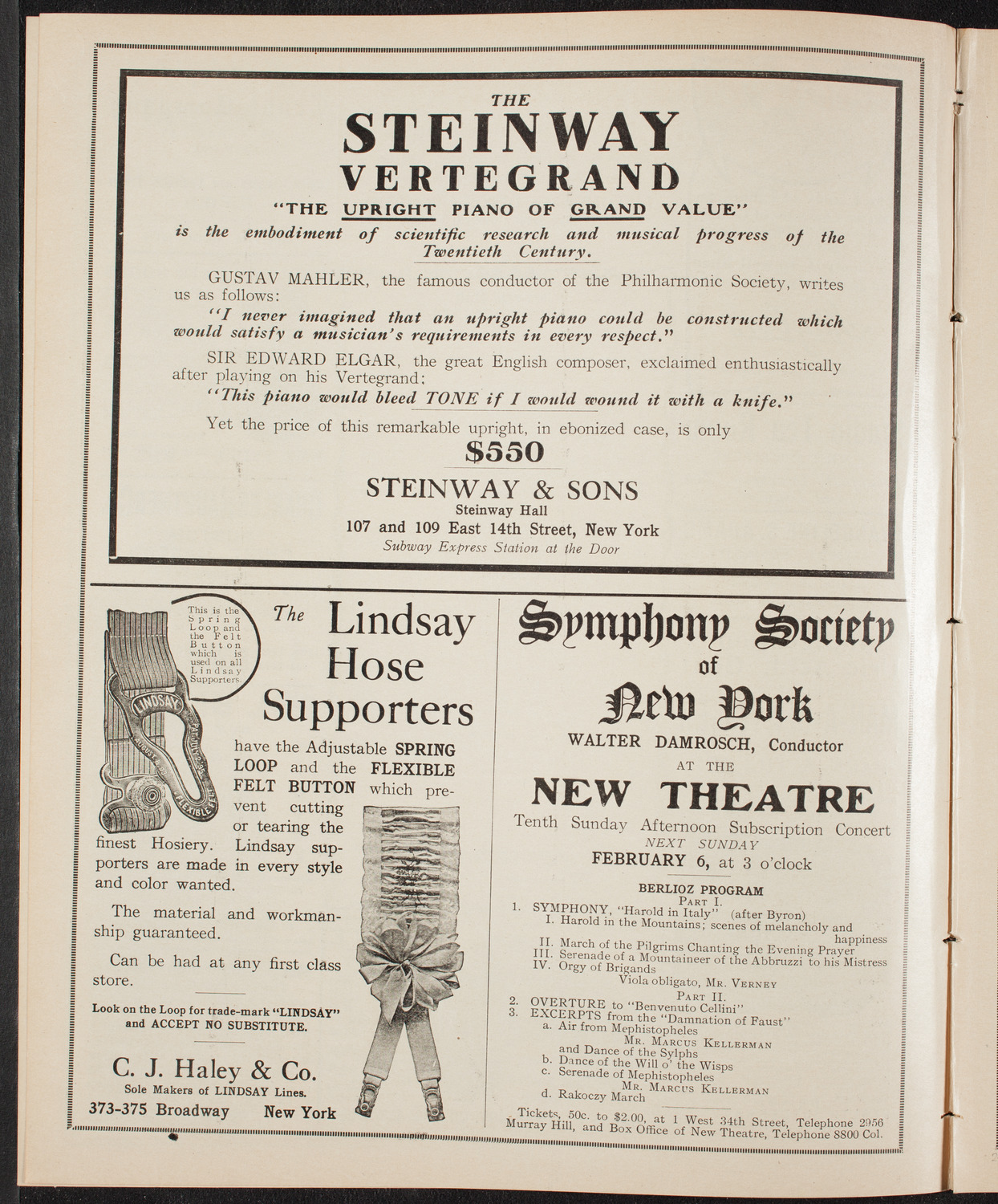 New York Philharmonic, February 3, 1910, program page 4