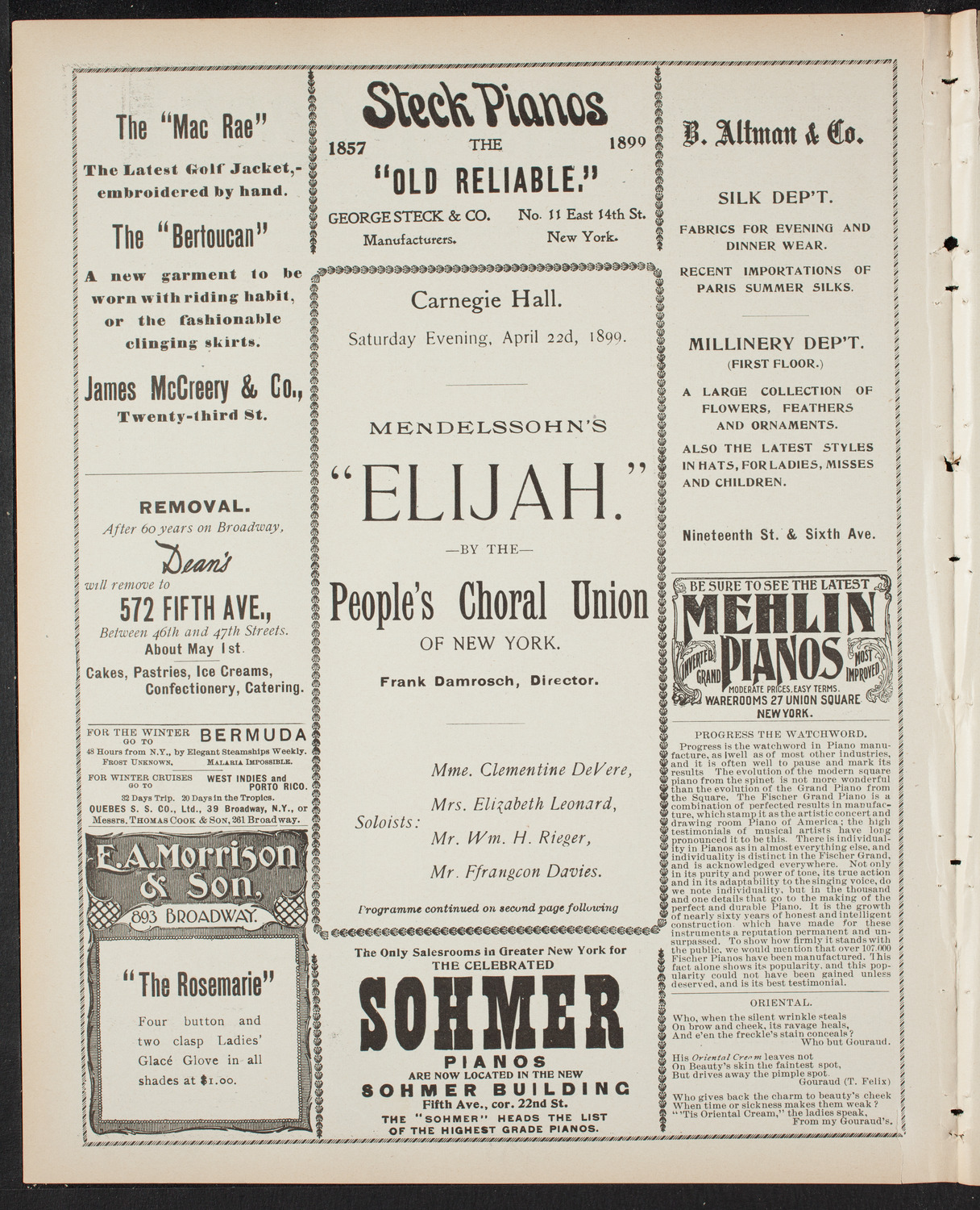 People's Choral Union, April 22, 1899, program page 4