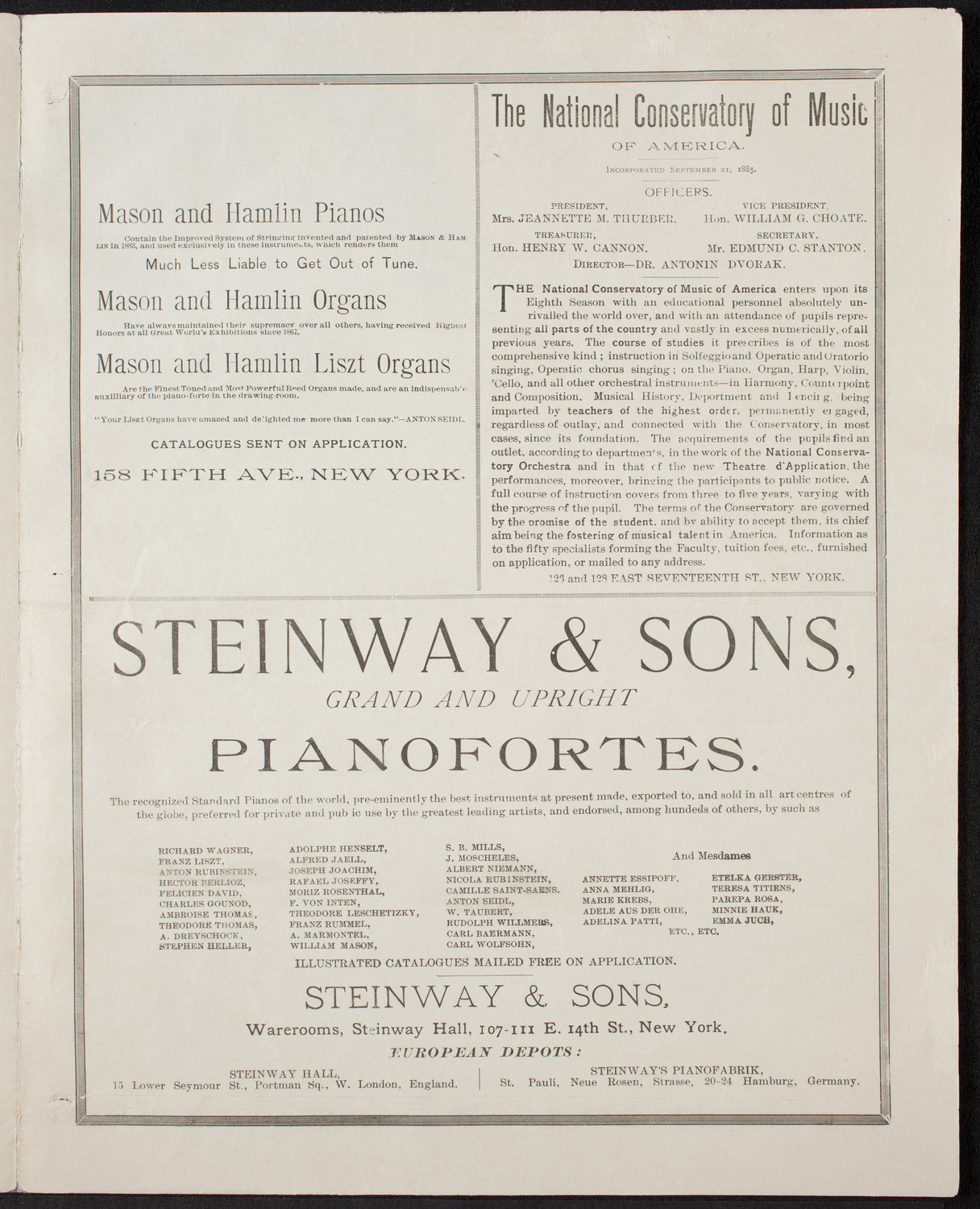 New York Symphony String Quartet, December 20, 1892, program page 3