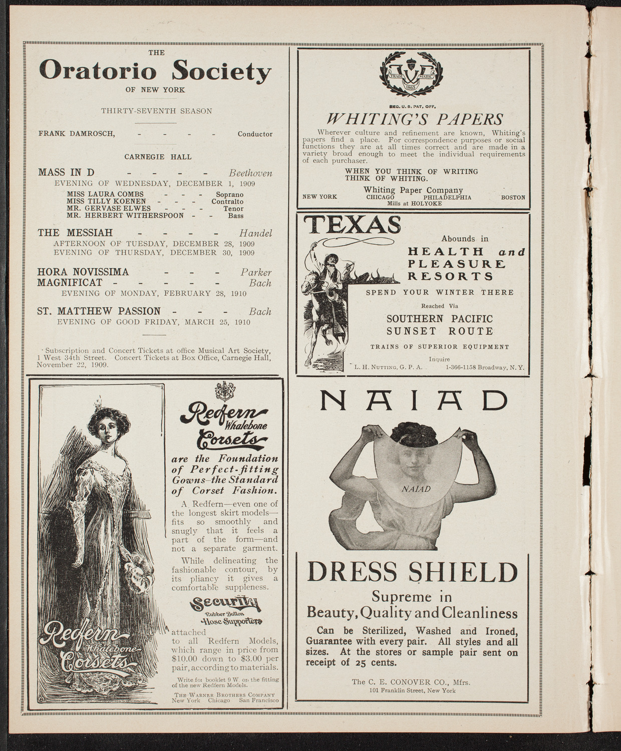 New York Philharmonic, November 21, 1909, program page 2