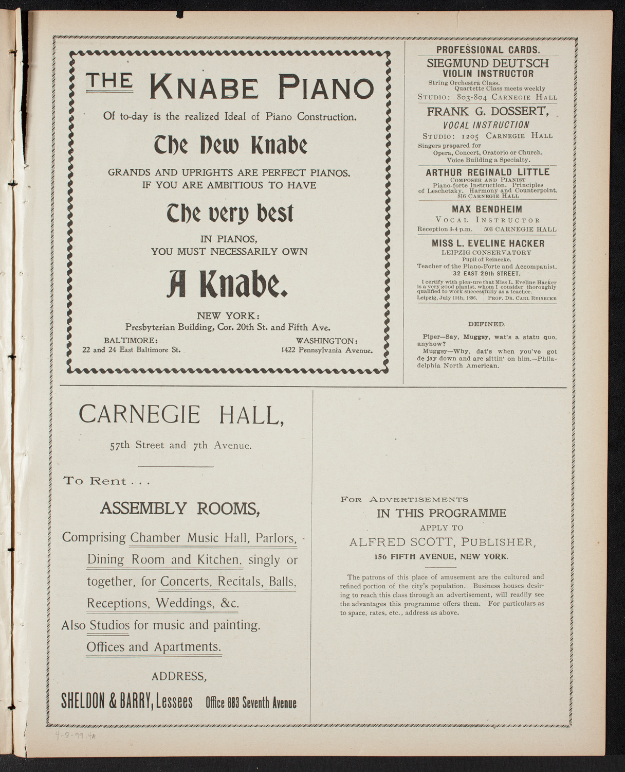 Elmendorf Lecture: The Entire War with Spain in Cuba, April 8, 1899, program page 7