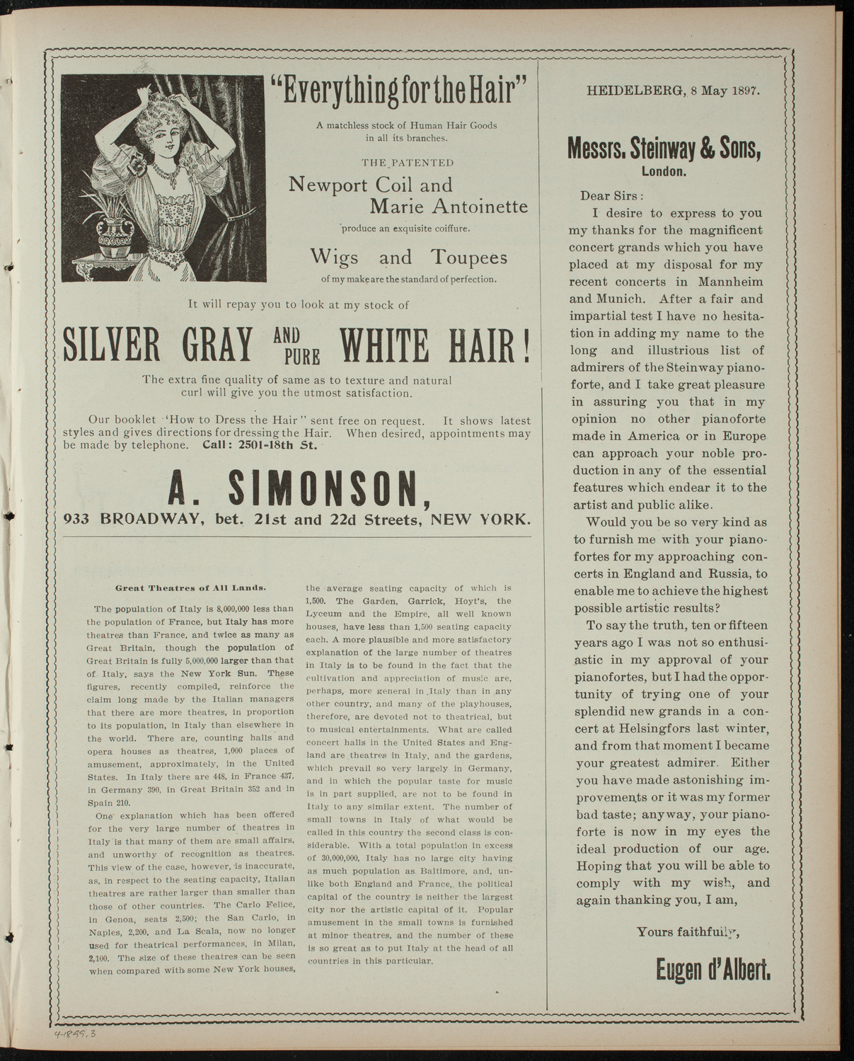 Students' Dramatic Club, April 18, 1899, program page 5