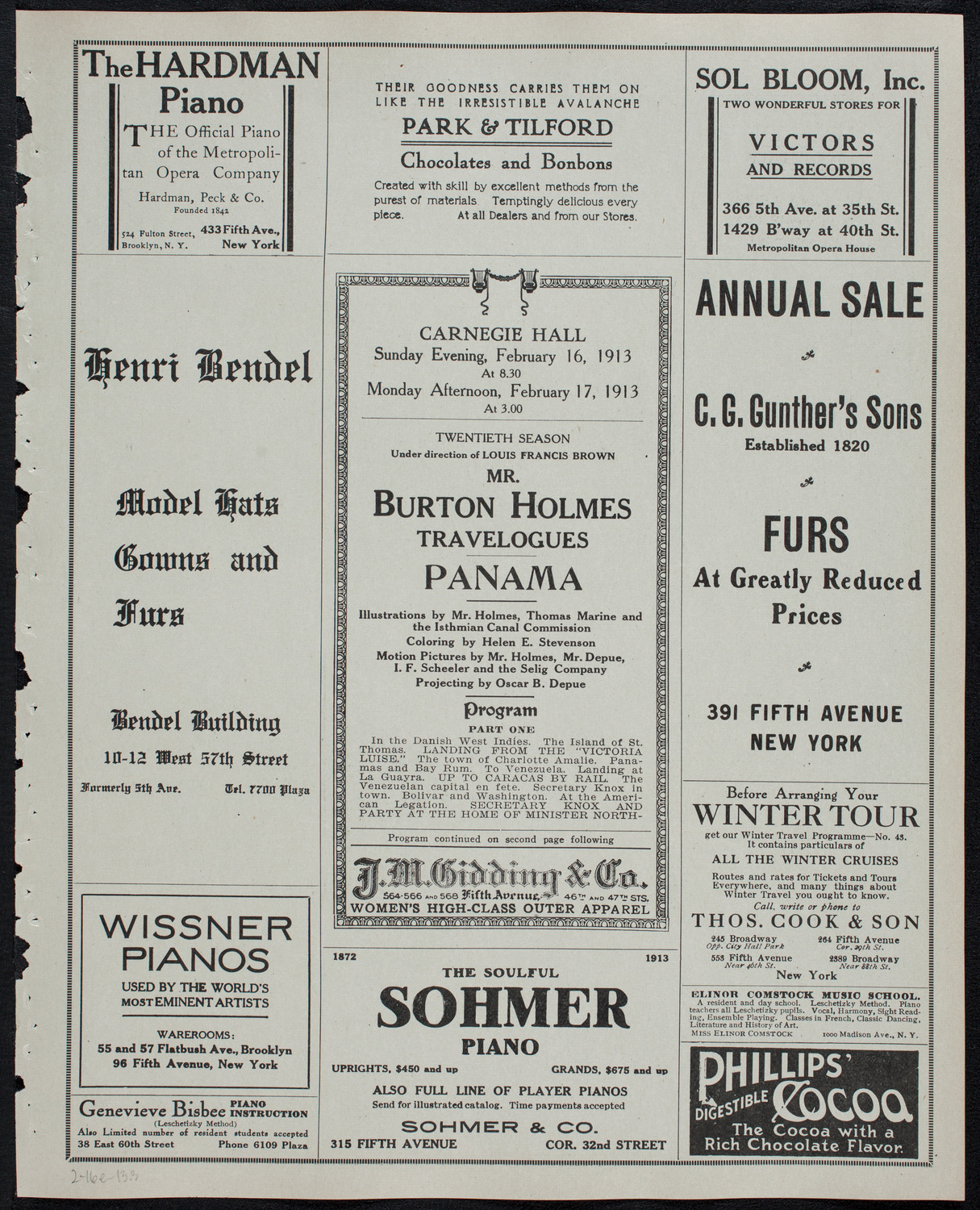 Burton Holmes Travelogue: Panama, February 16, 1913, program page 5