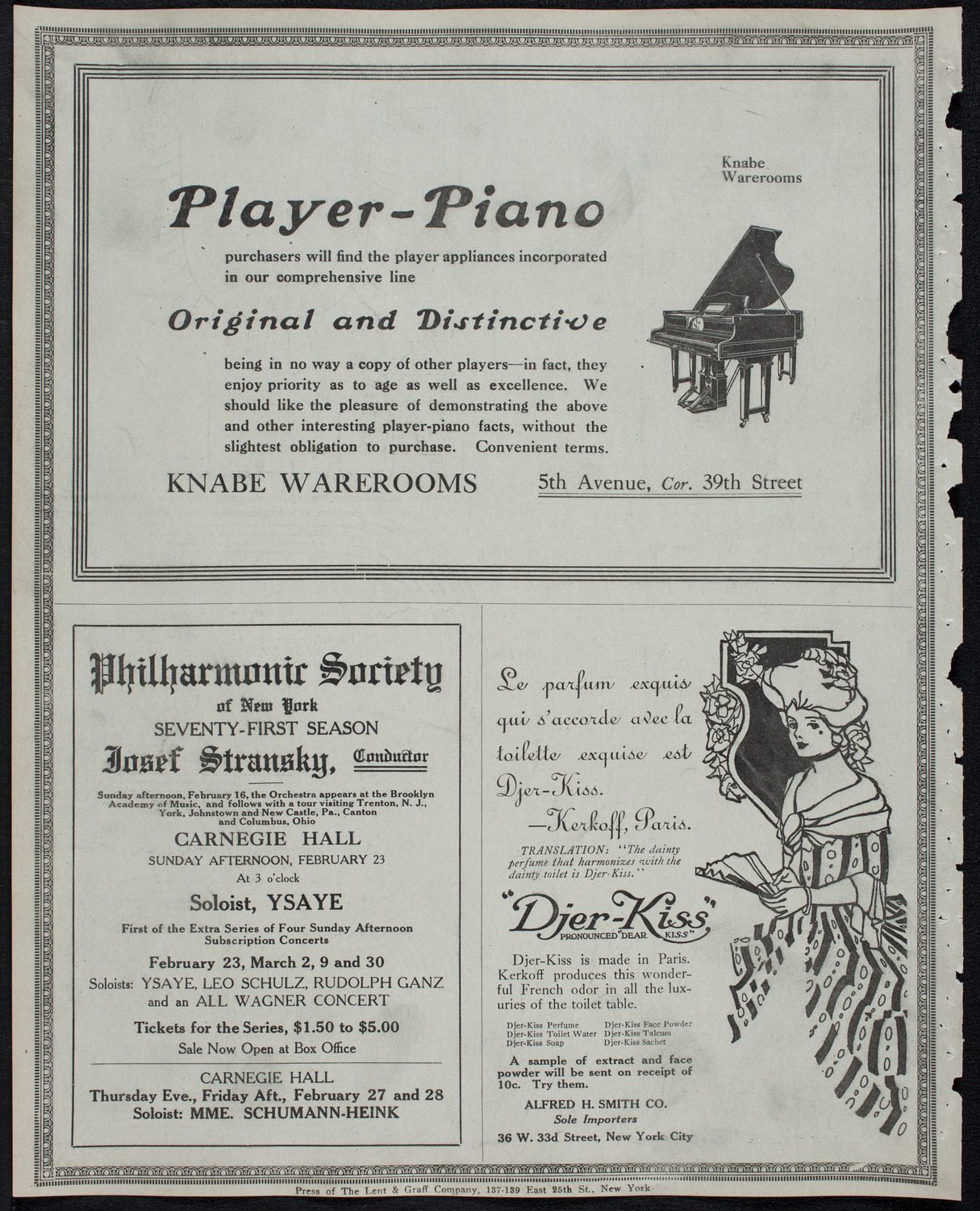 Eugène Ysaÿe, Violin, February 16, 1913, program page 12