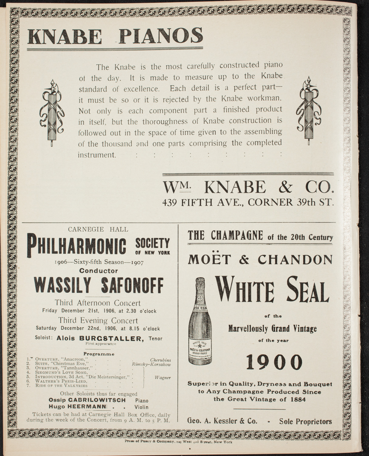Frances Macmillen with New York Symphony Orchestra, December 7, 1906, program page 12