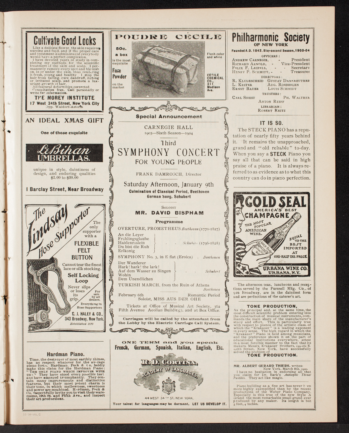 Oratorio Society of New York, December 30, 1903, program page 10