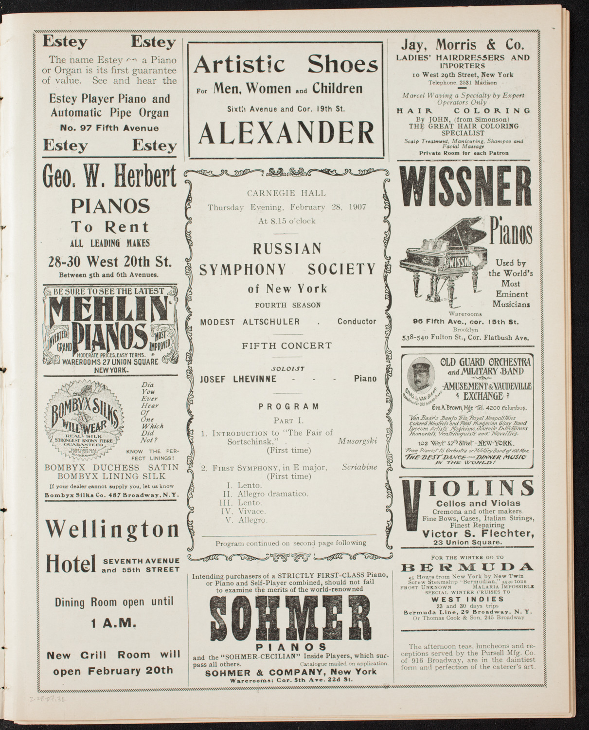 Russian Symphony Society of New York, February 28, 1907, program page 5