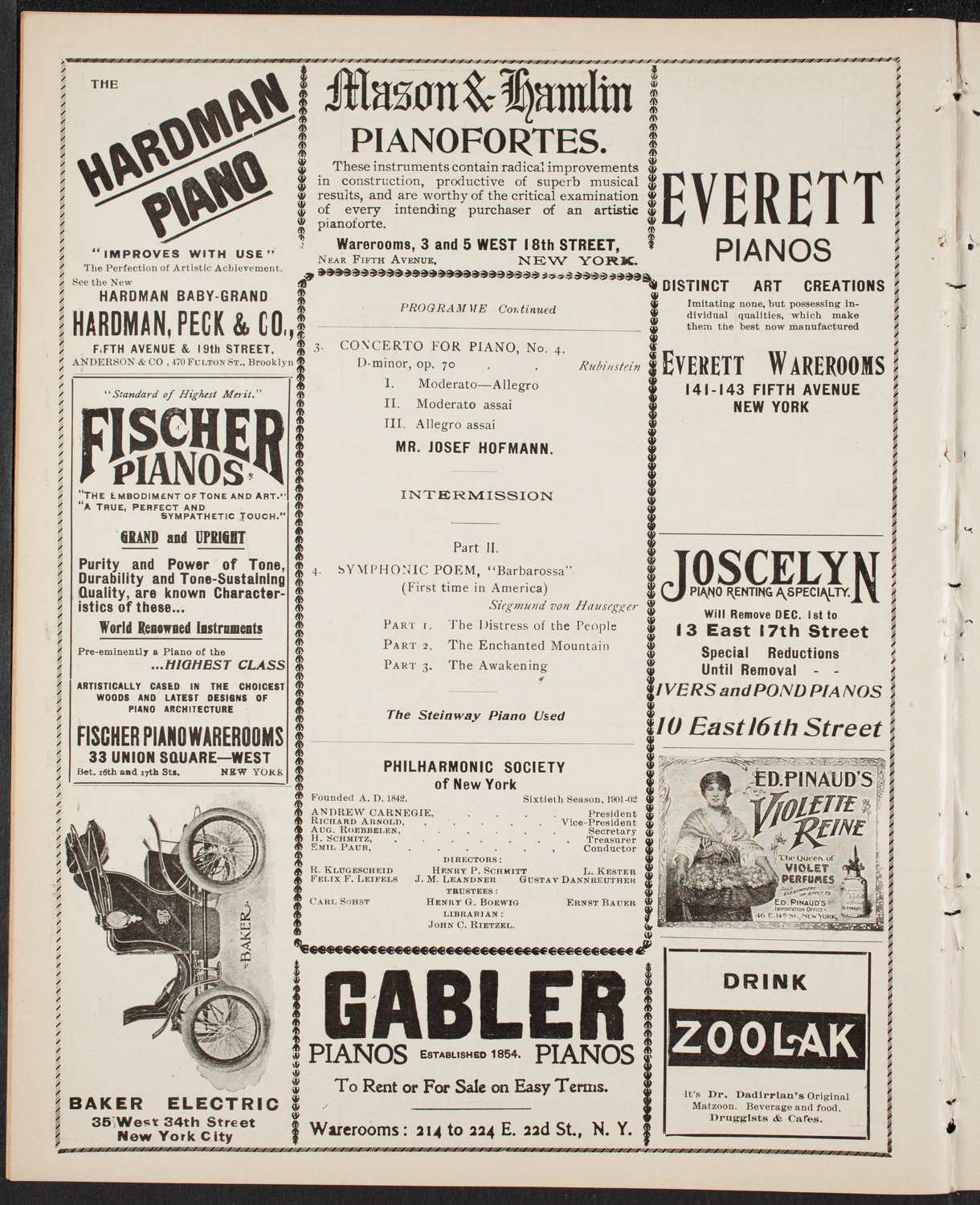 New York Philharmonic, November 16, 1901, program page 8