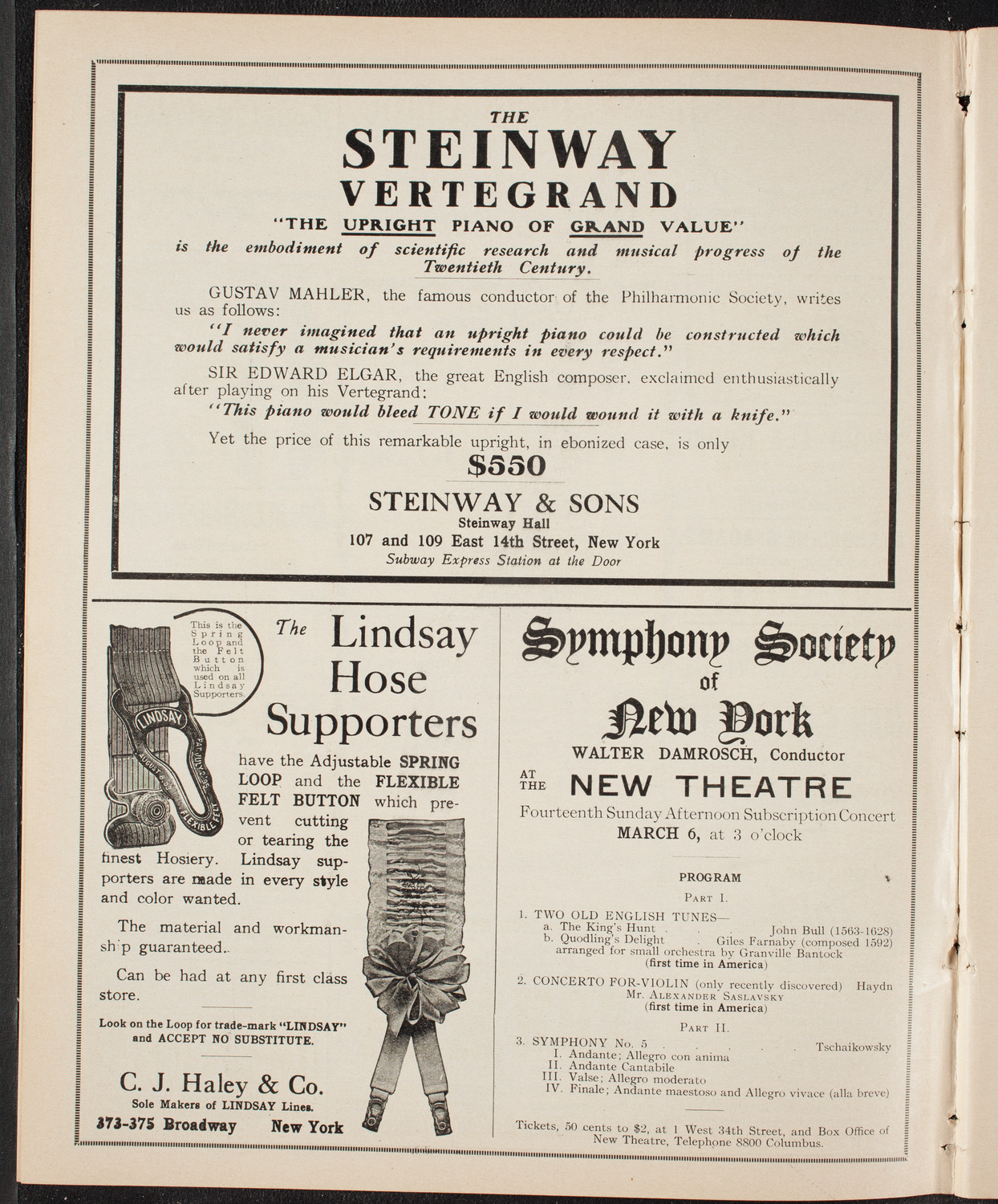 New York Symphony Orchestra, March 1, 1910, program page 4