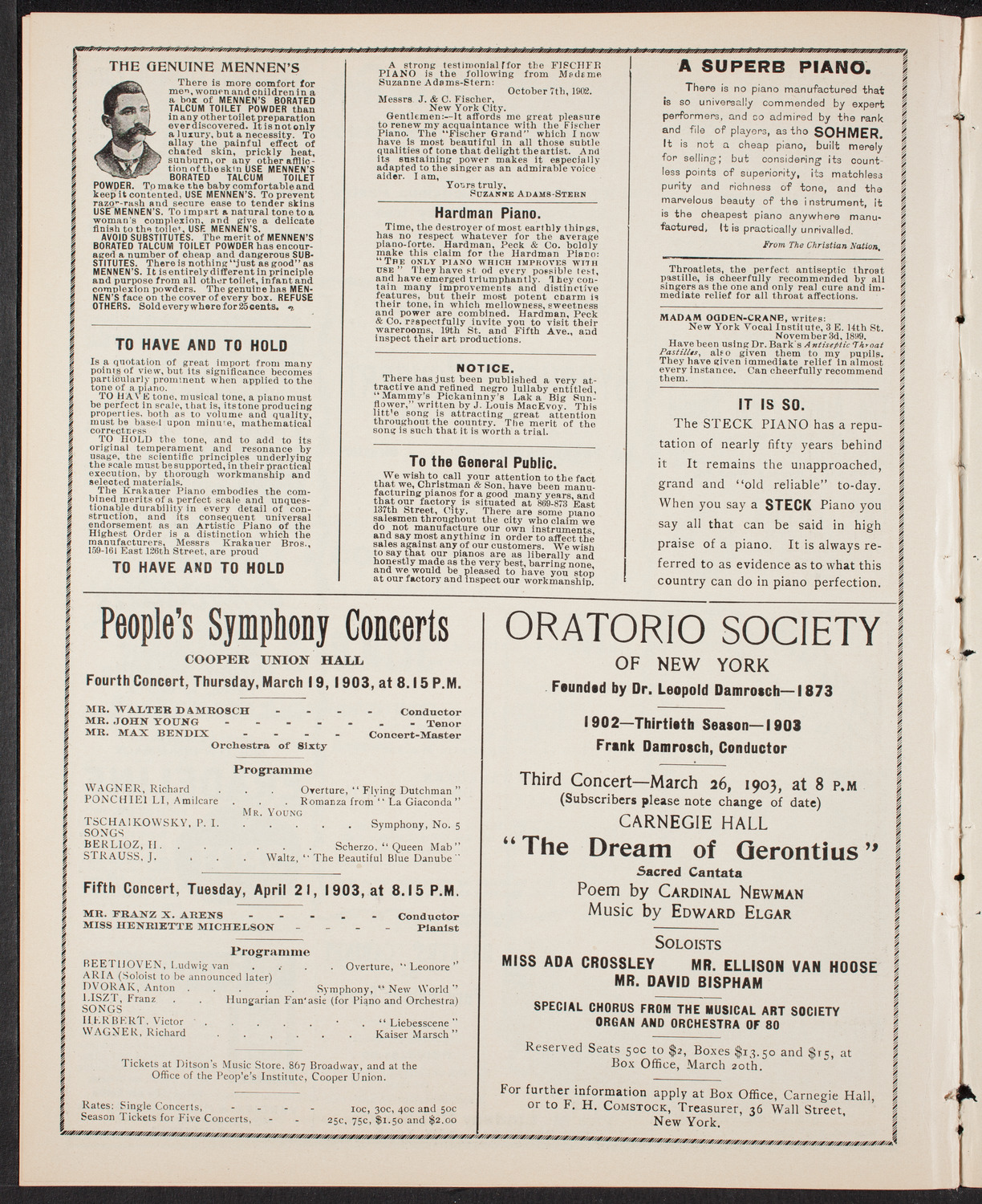 New York Philharmonic, March 13, 1903, program page 10